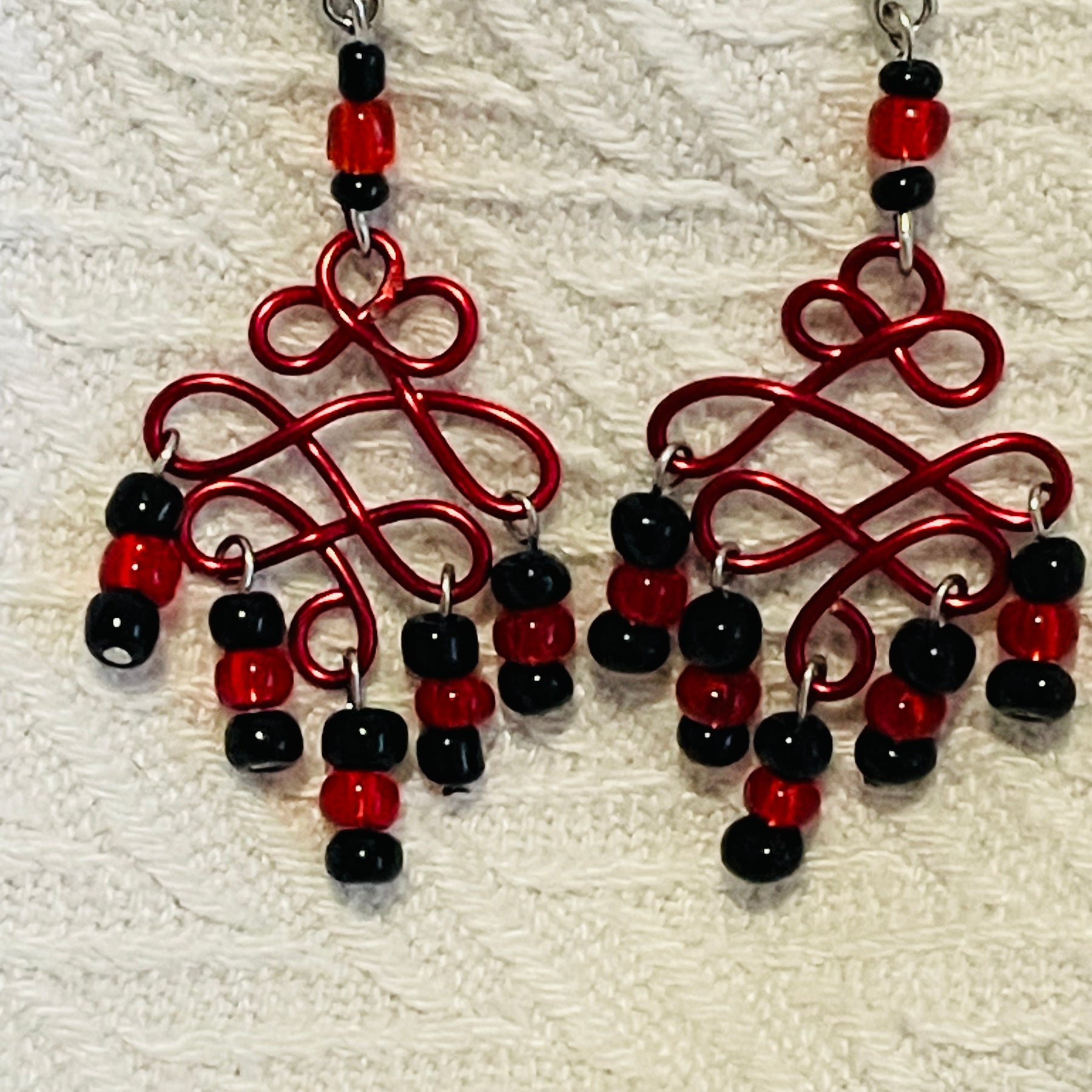 Celtic Red and Black Earrings