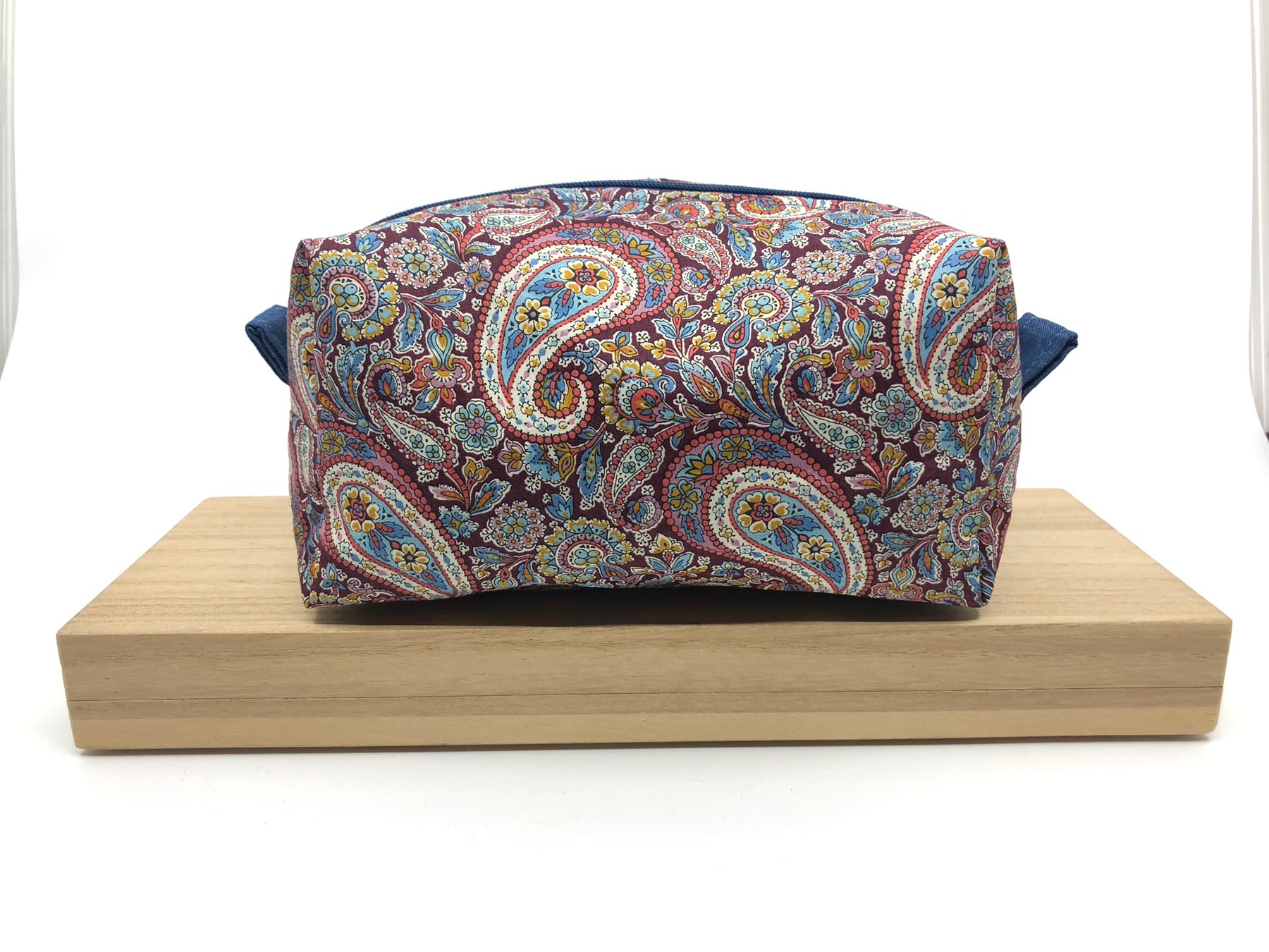Paisley Liberty fabric boxy zipper pouch