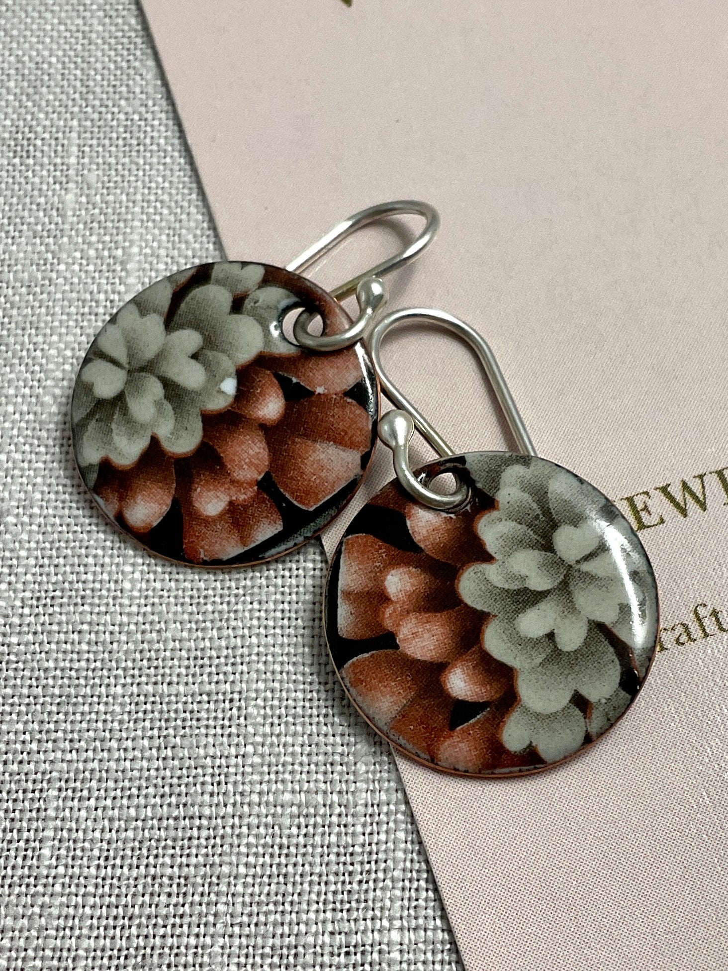 Winter flowers. Handmade enamel earrings