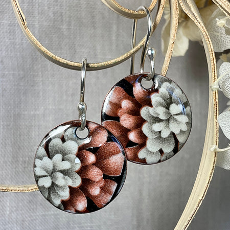 Winter flowers. Handmade enamel earrings