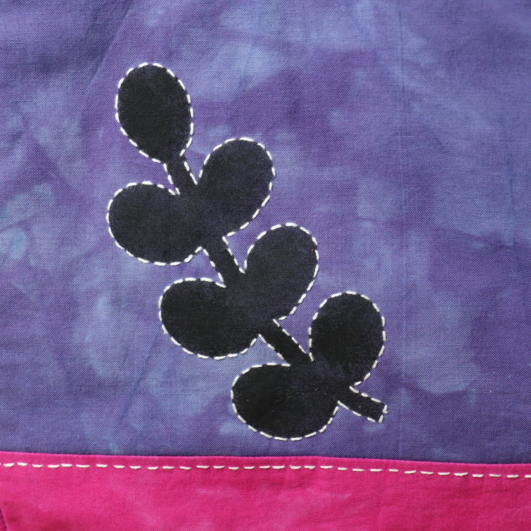 Large Hand Dyed Japanese Style Rice Bag, Komebukuro Bag, Navy and Fuchsia