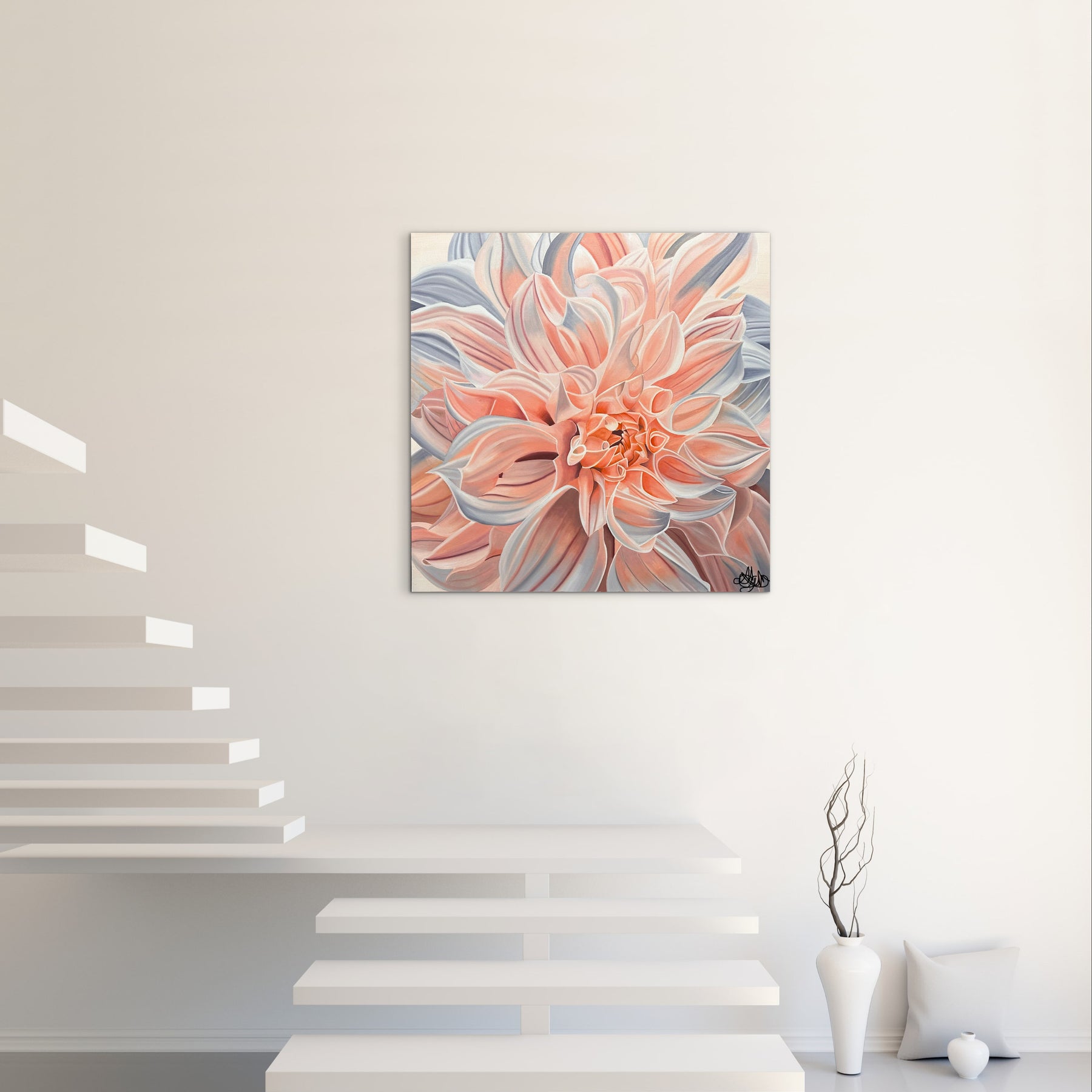 SALE - Dahlia Flower Painting - Hand Painted - Oil Painting