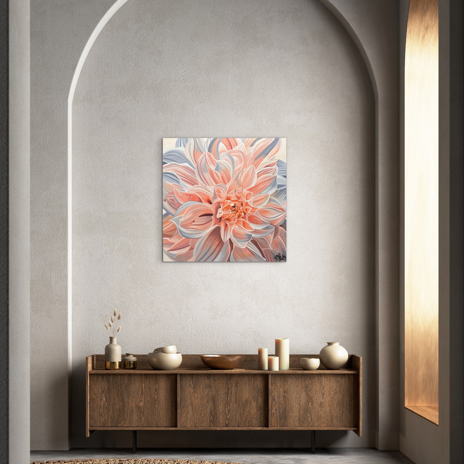 SALE - Dahlia Flower Painting - Hand Painted - Oil Painting