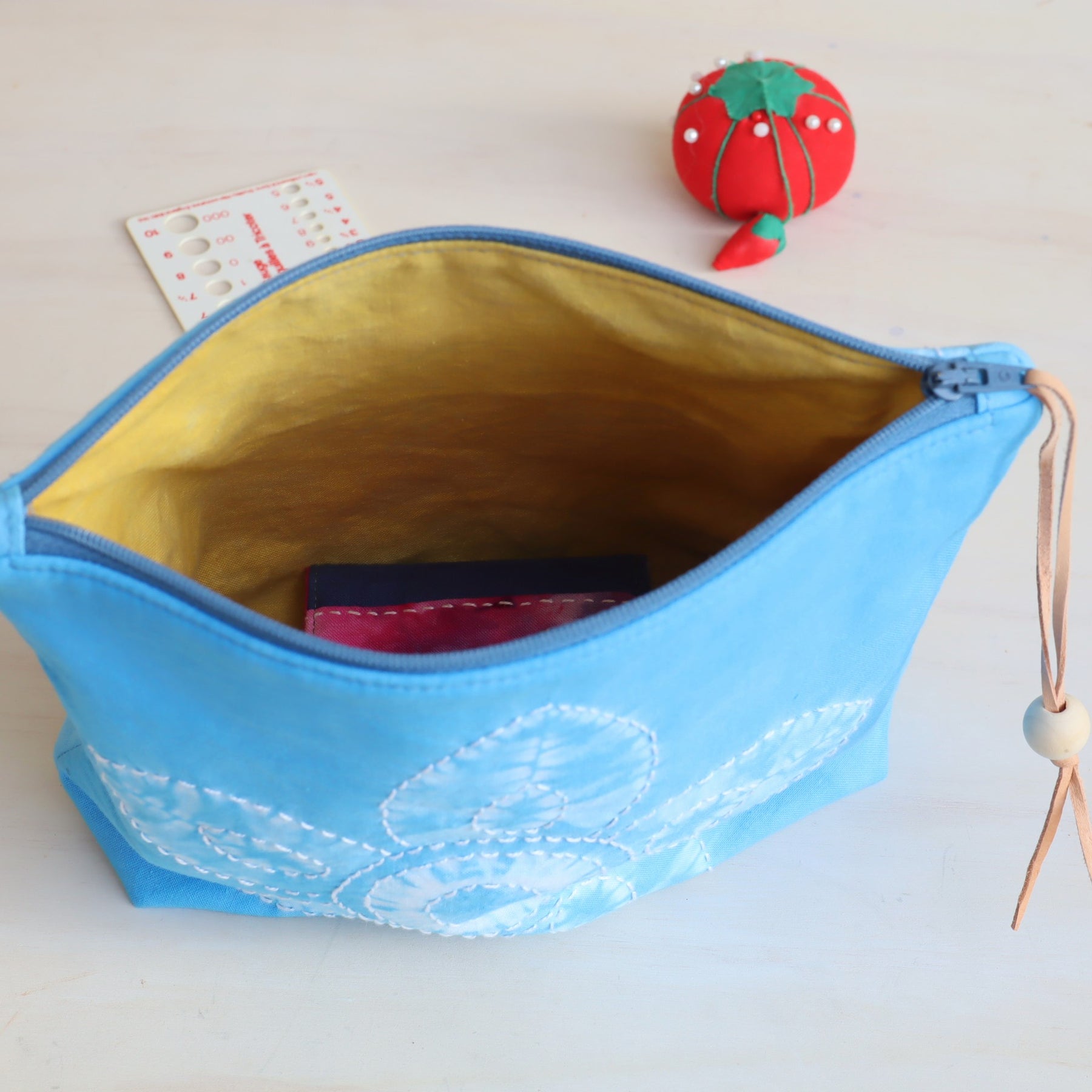 Shibori Dyed Zipper Bag, Blue