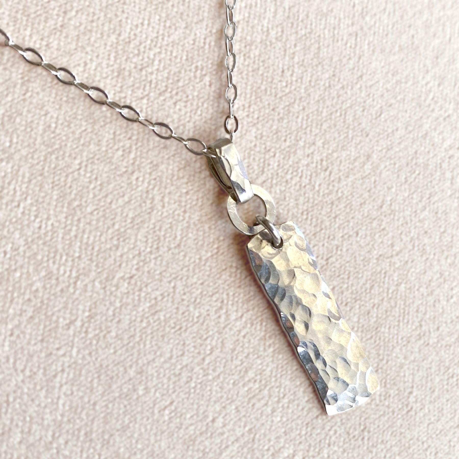 Dimpled silver pendant | Chain necklace | Sterling silver