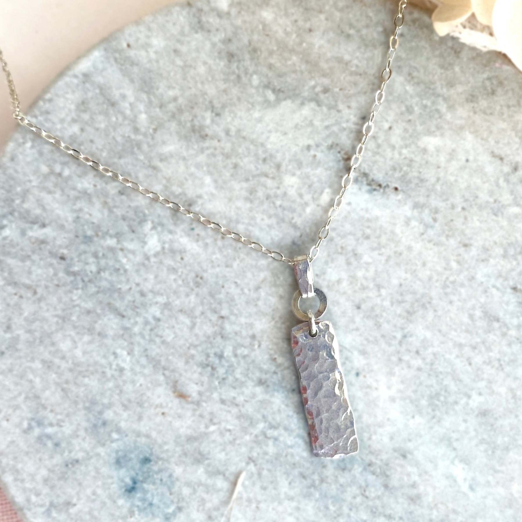 Dimpled silver pendant | Chain necklace | Sterling silver