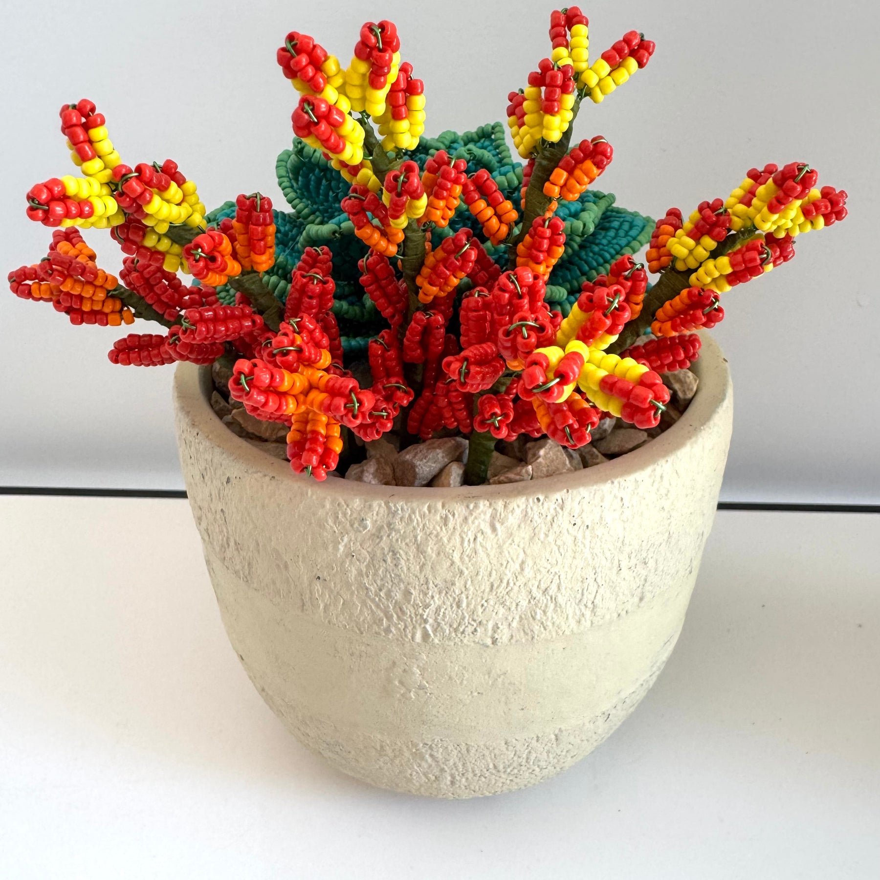 beaded succulents French-beaded potted succulent