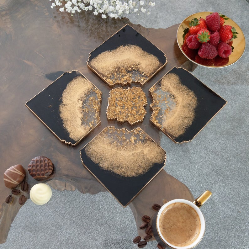 Amethyst Coaster | Agate Coasters | Resin Coaster | Ocean waves | Geode art | Agate