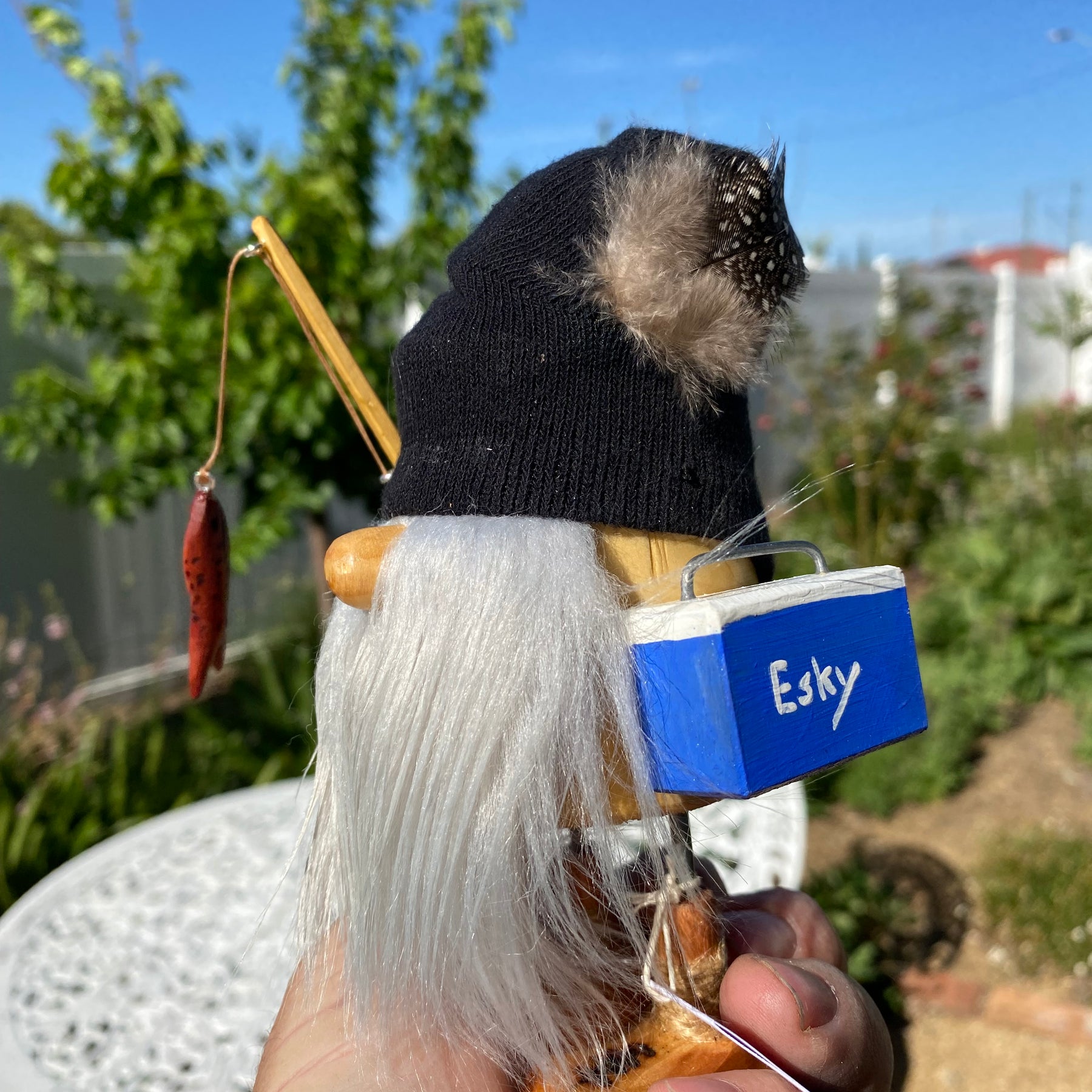 Fishing Bogan grey beard with esky