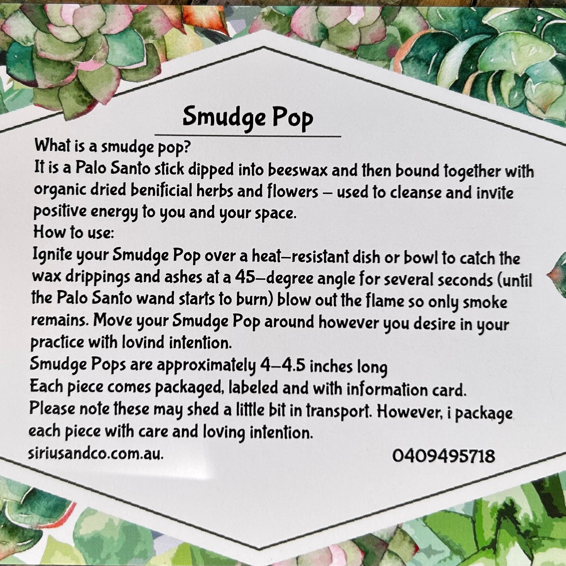 Palo Santo Smudge Pop Lavender, Sage and roses