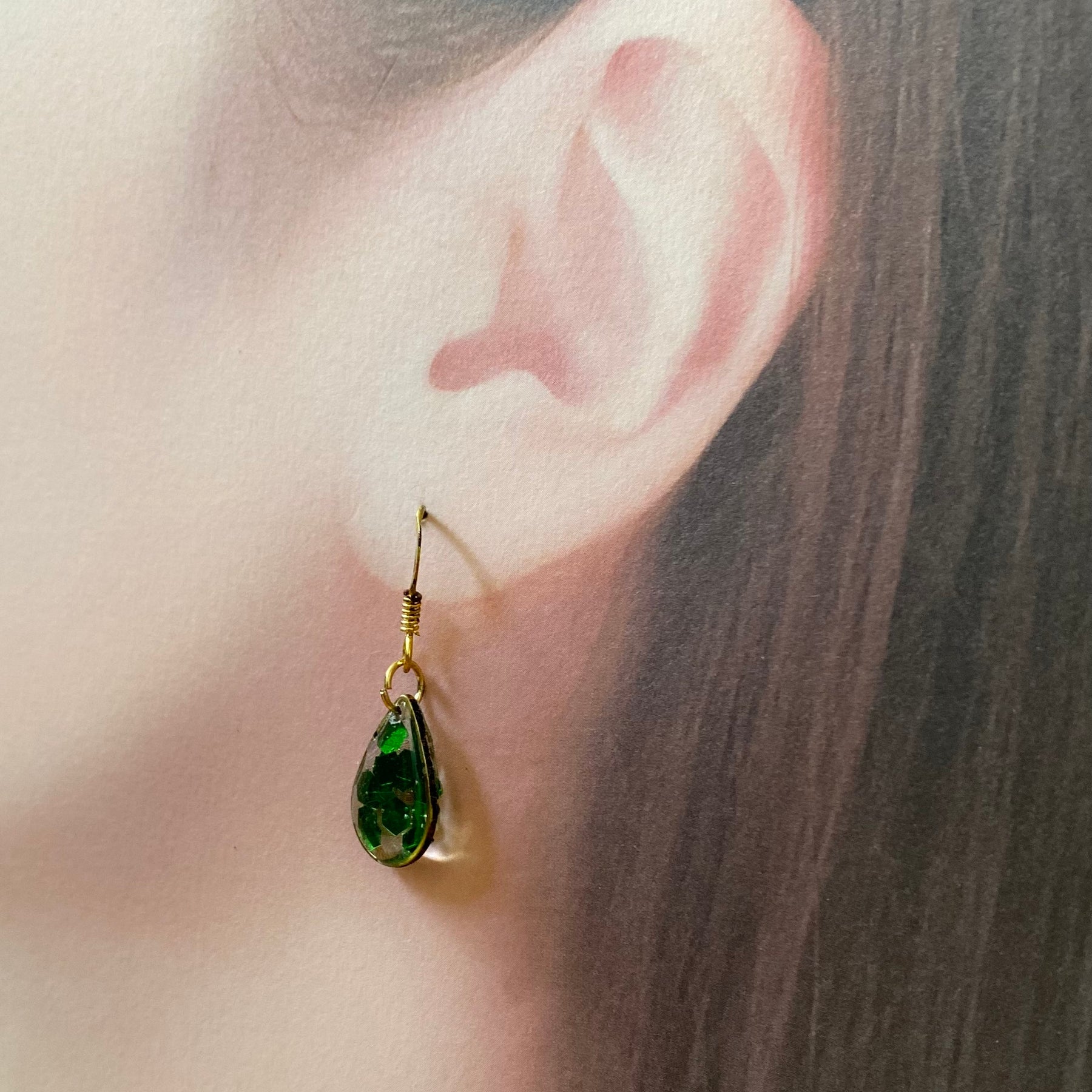 Green resin earrings