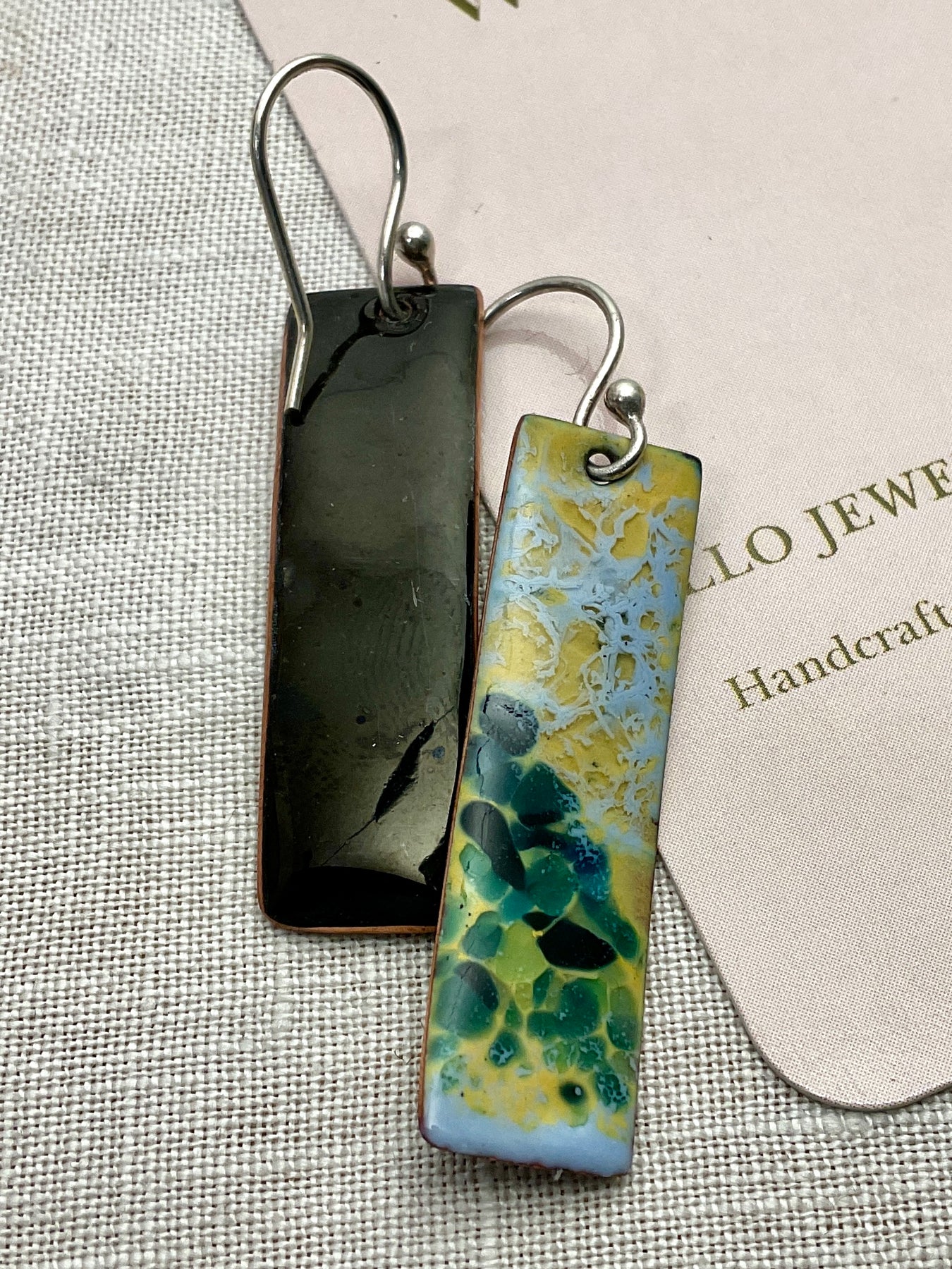 Sand and Sea. Handmade enamel earrings