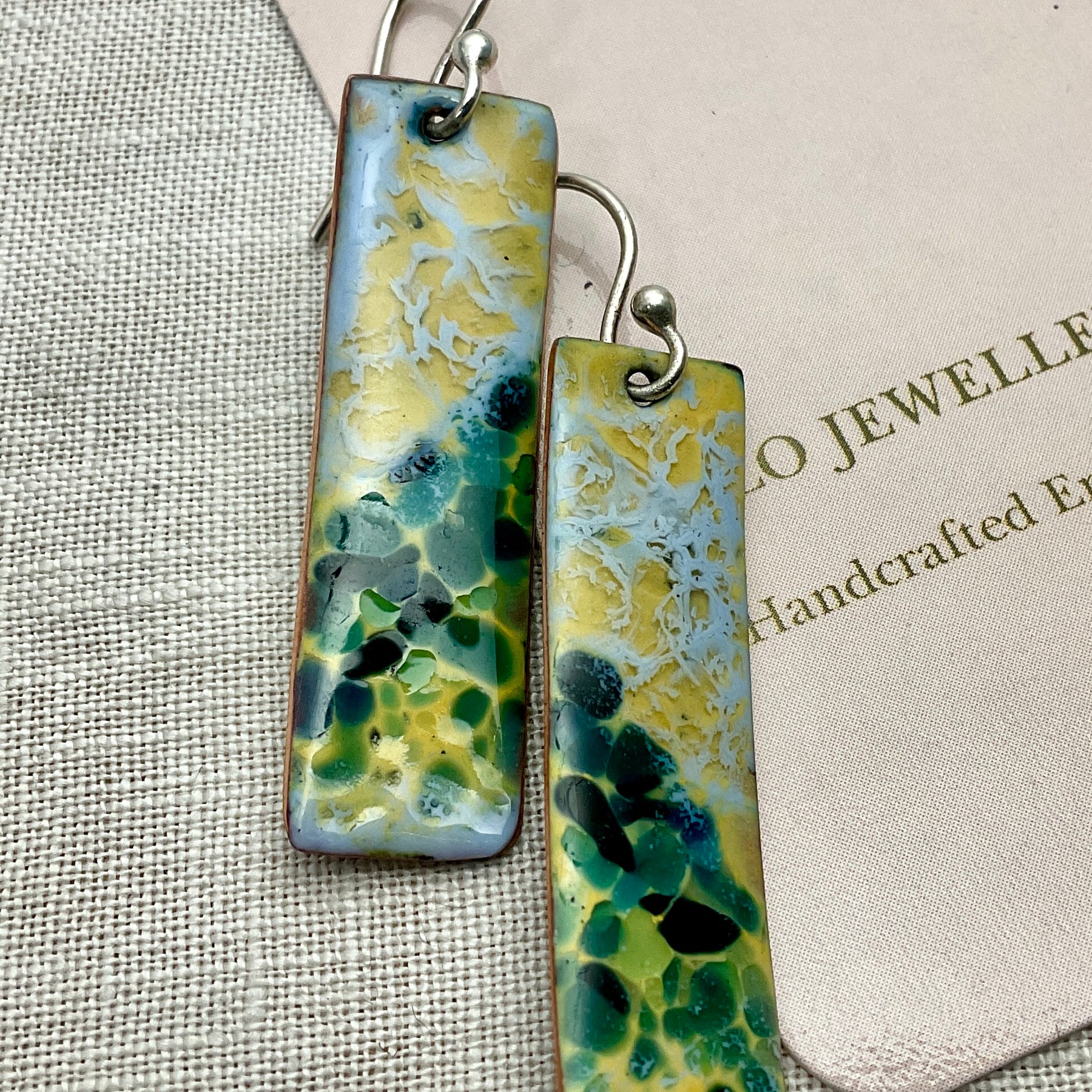 Sand and Sea. Handmade enamel earrings