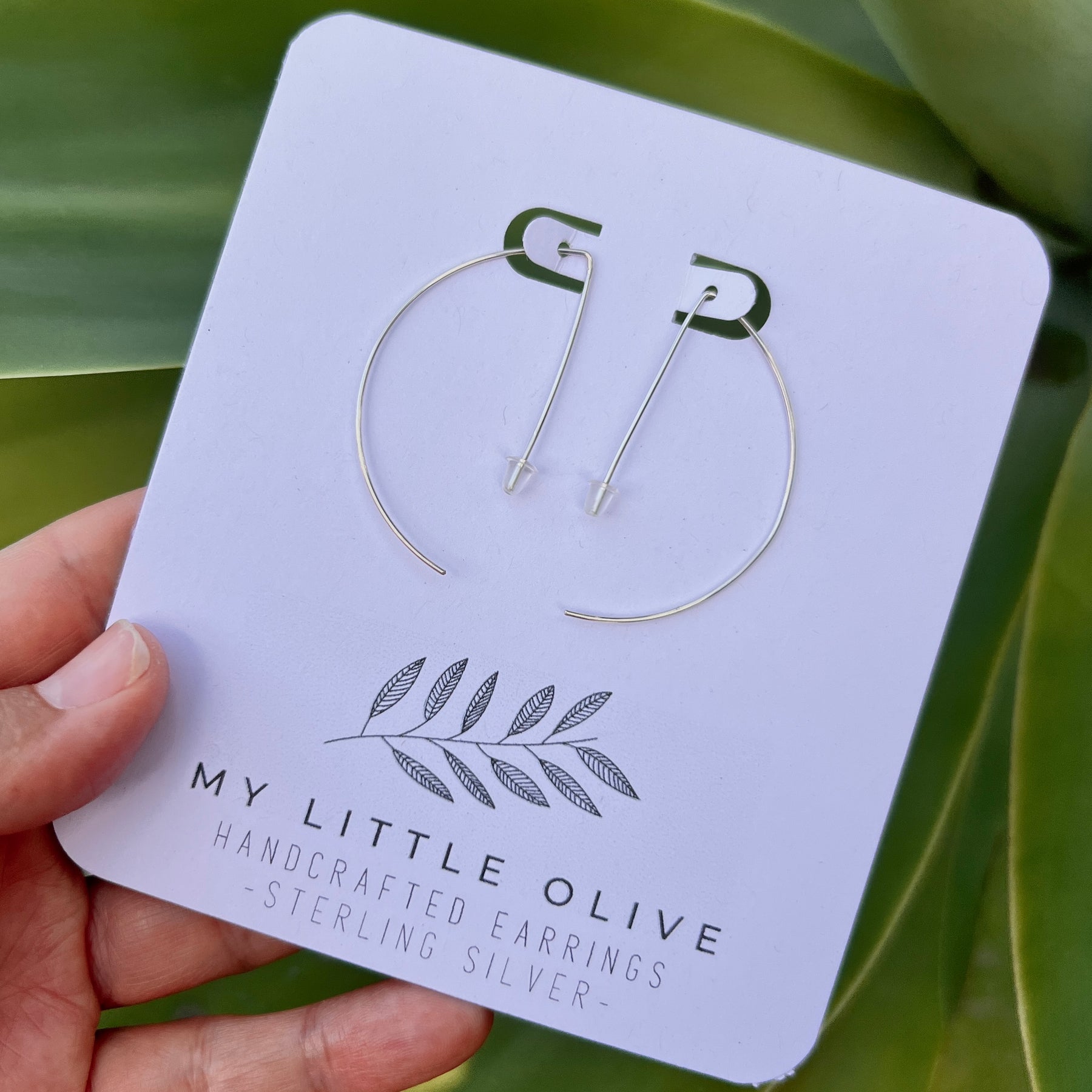 Handmade Half-moon Hoop Earrings in Gold | Silver