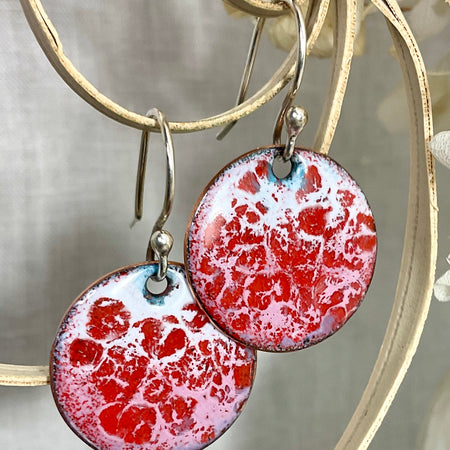 Pink lemonade. Enamel earrings. Handmade