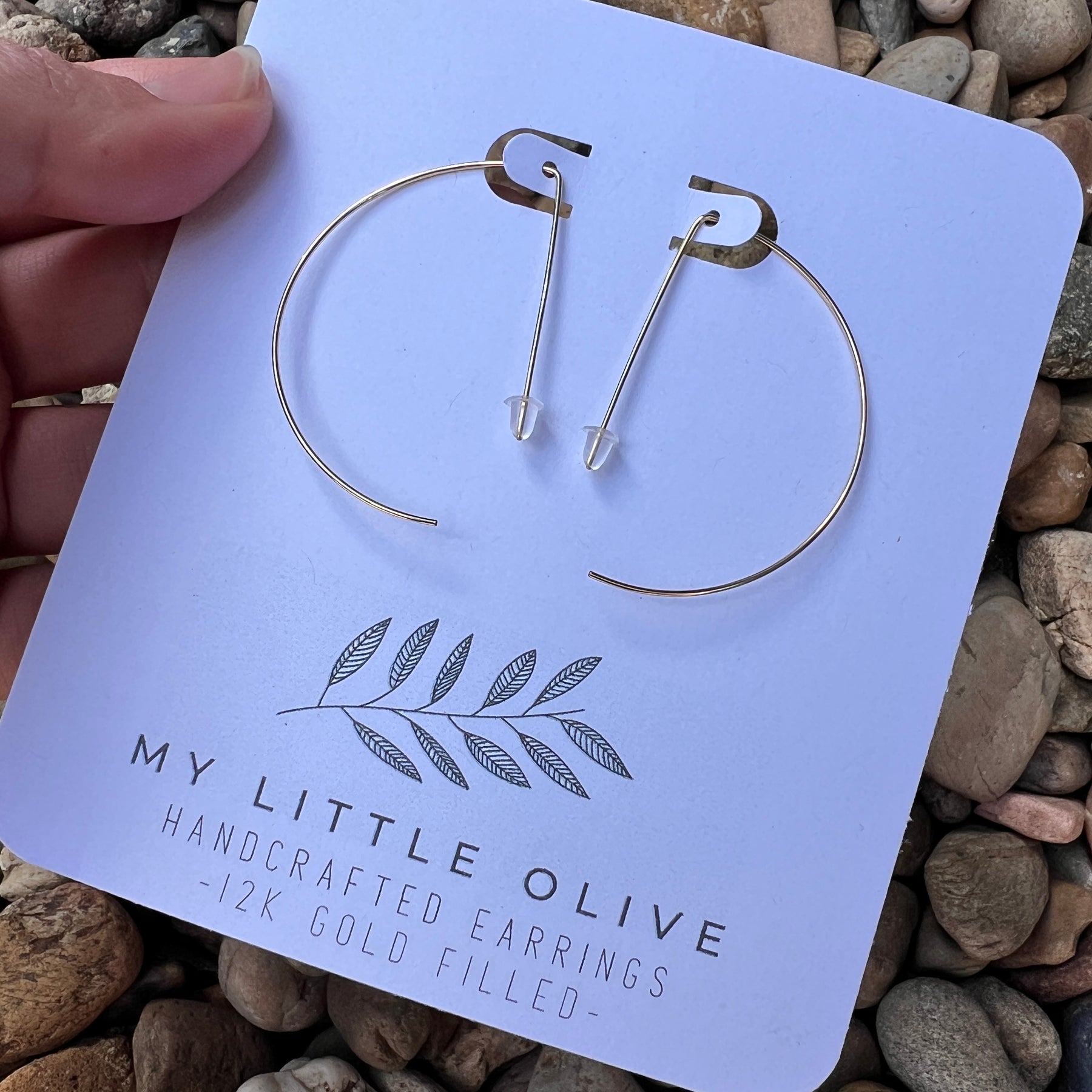 Handmade Half-moon Hoop Earrings in Gold | Silver