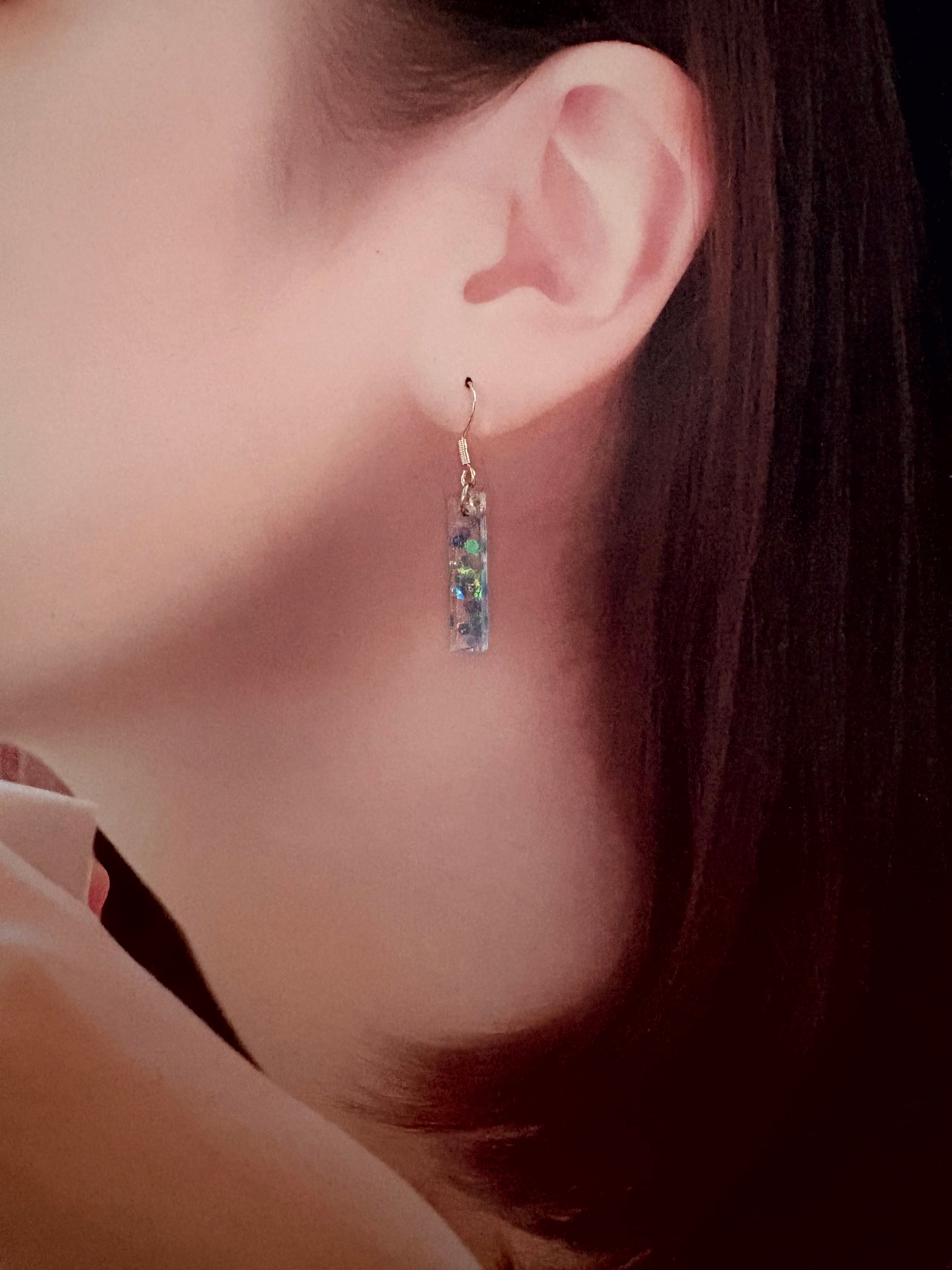 Resin earrings blue & yellow