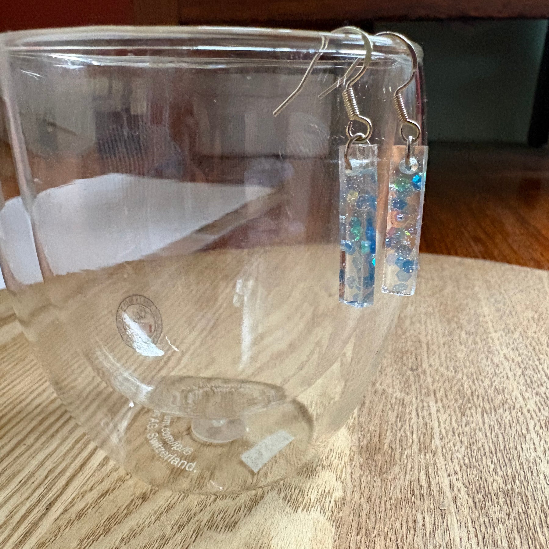 Rectangle Resin Earrings blue & yellow