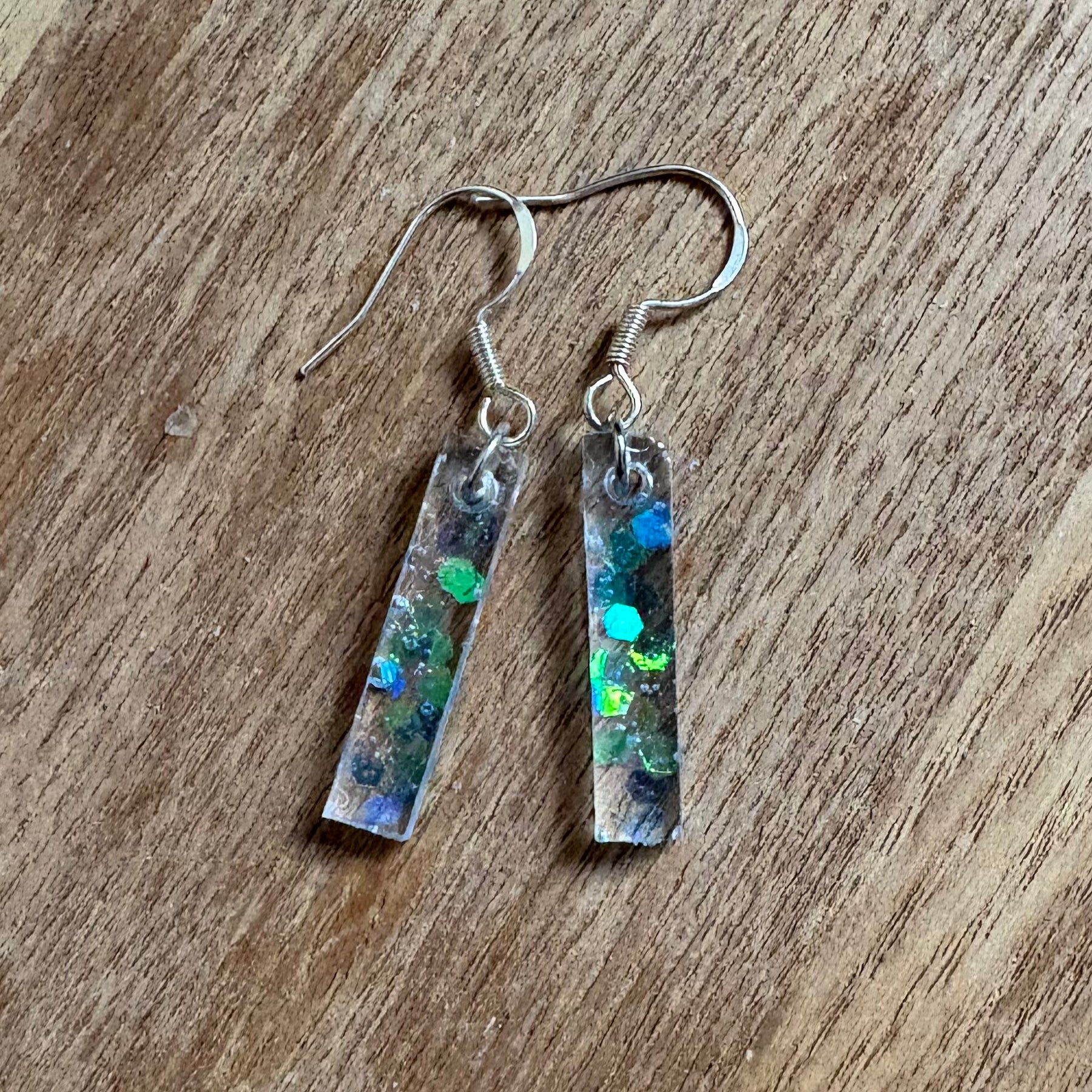 Rectangle Resin Earrings blue & yellow