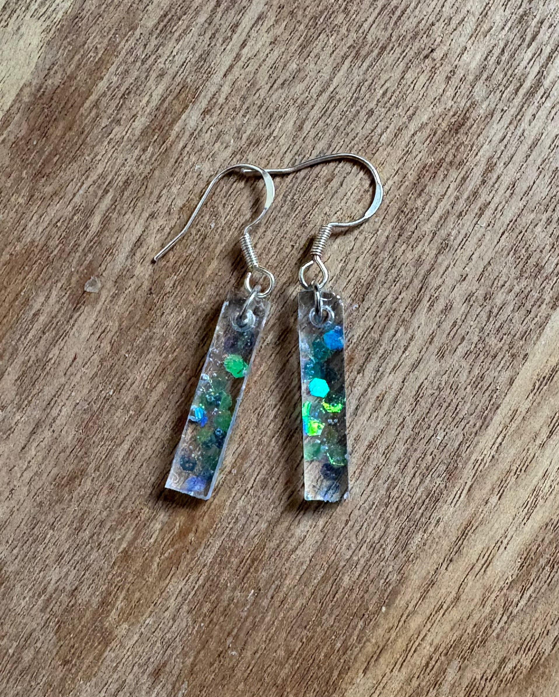 Resin earrings blue & yellow