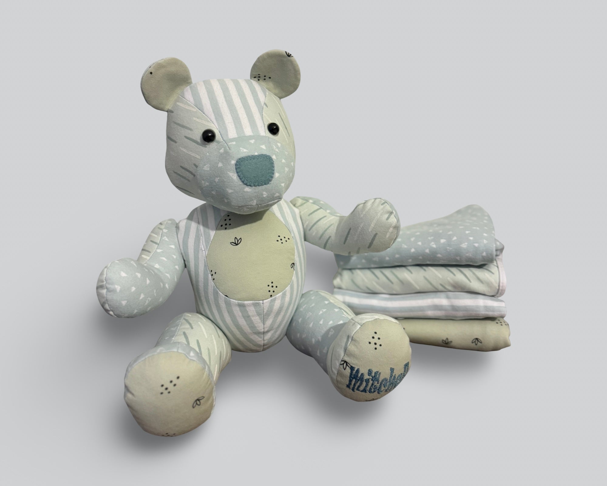 Personalised Memory Bear: Keepsake Stuffed Animal Made From Loved Ones' Clothes. Embroidered