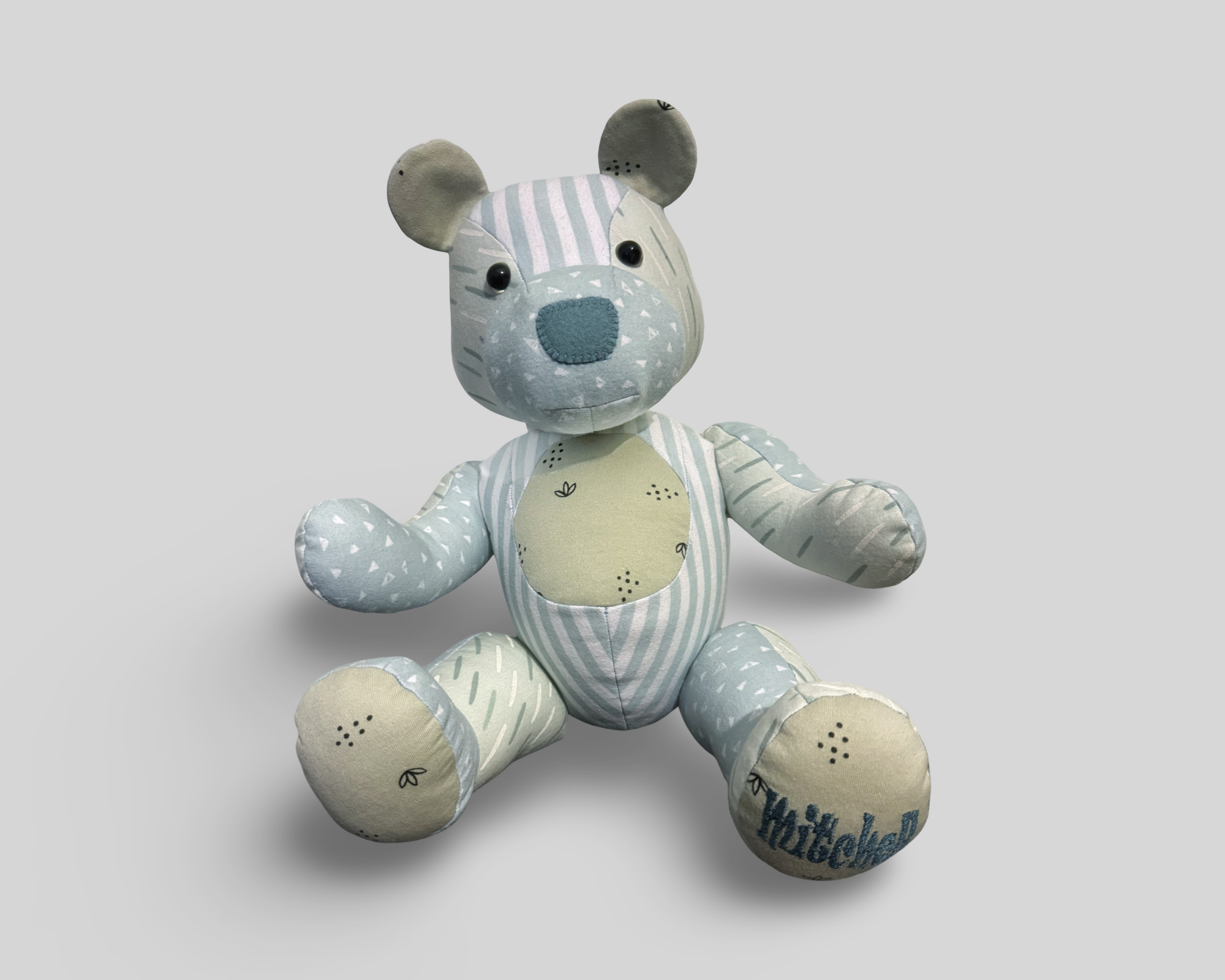 Personalised Memory Bear: Keepsake Stuffed Animal Made From Loved Ones' Clothes. Embroidered