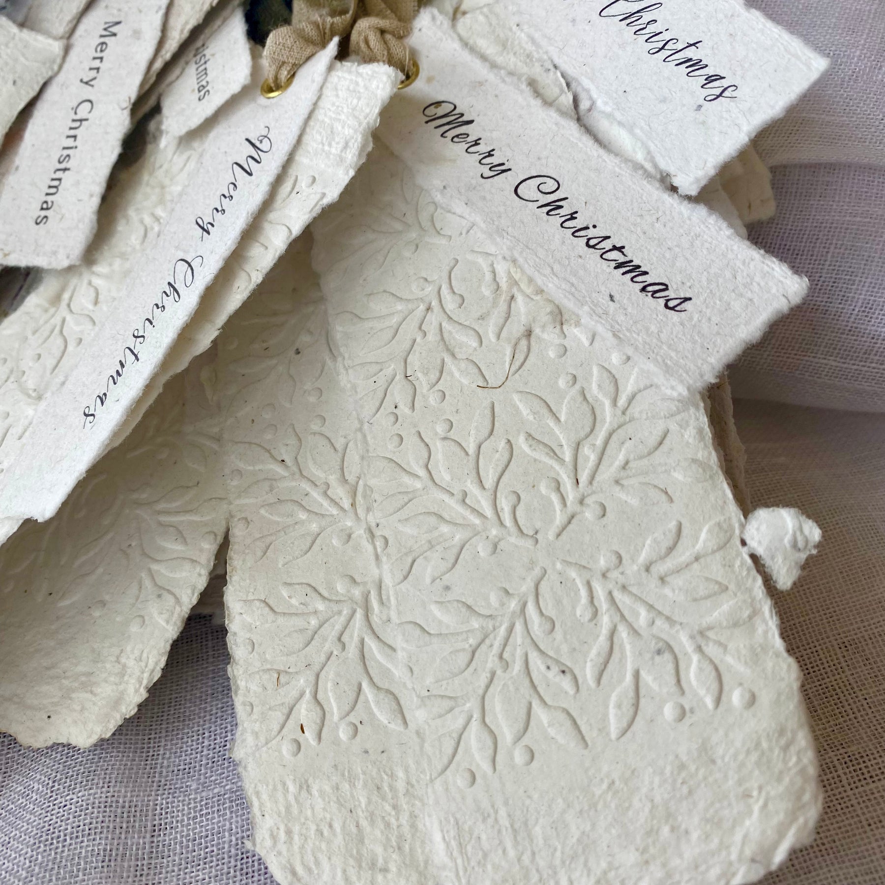 Christmas Bookmarks Handmade Paper Mistletoe Embossed FREE SHIPPING