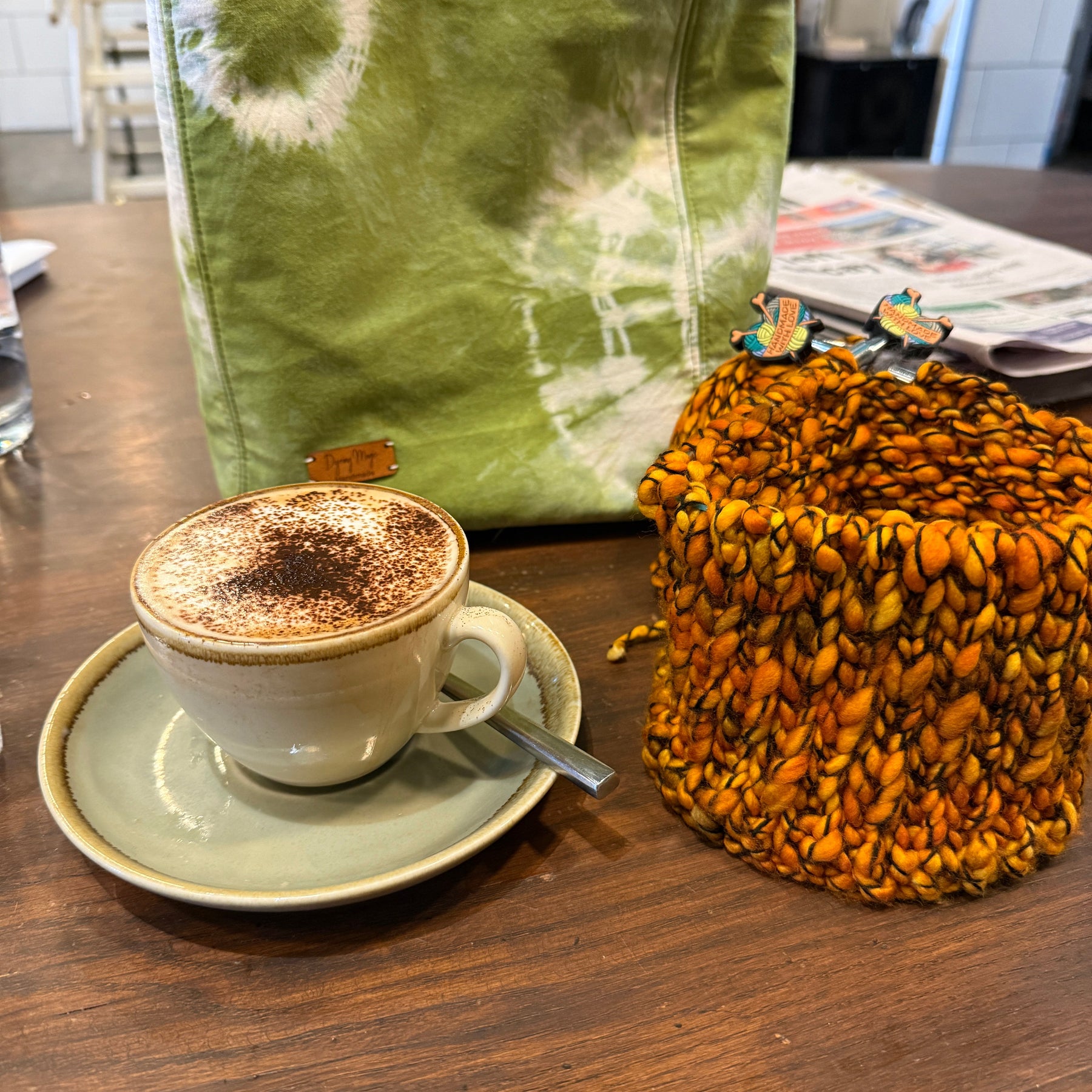 Mustard Orange Beanie, Merino PomPom Unisex Beanie
