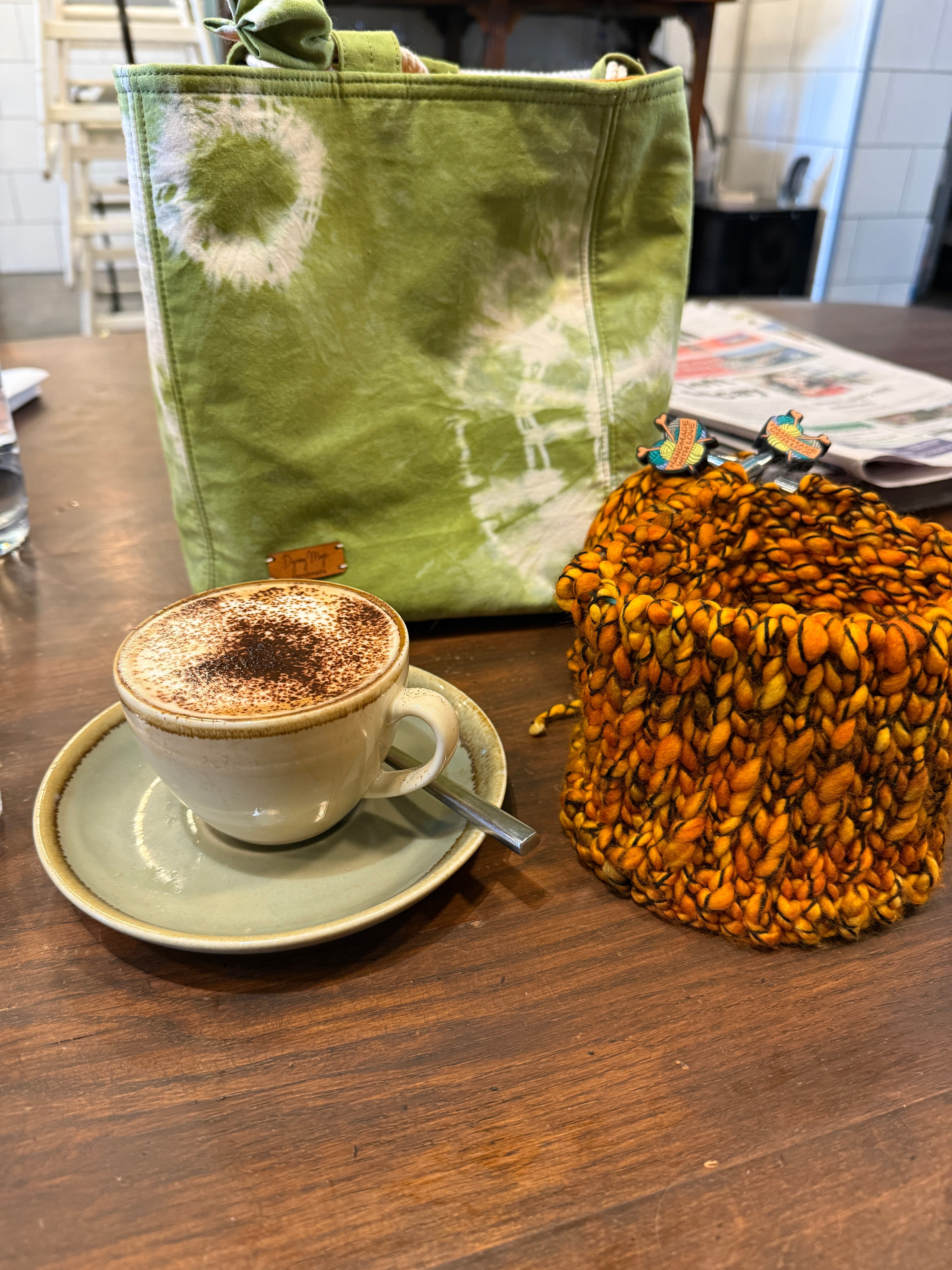 Mustard Orange Beanie, Merino PomPom Unisex Beanie