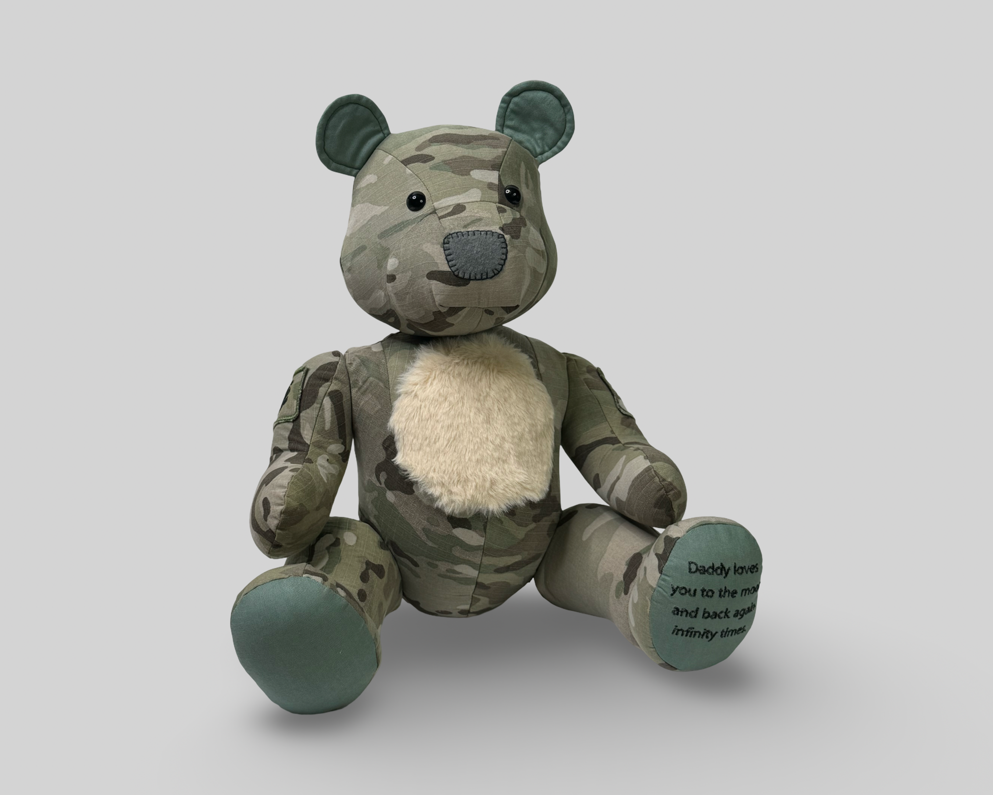 Personalised Memory Bear: Keepsake Stuffed Animal Made From Loved Ones' Clothes. Embroidered