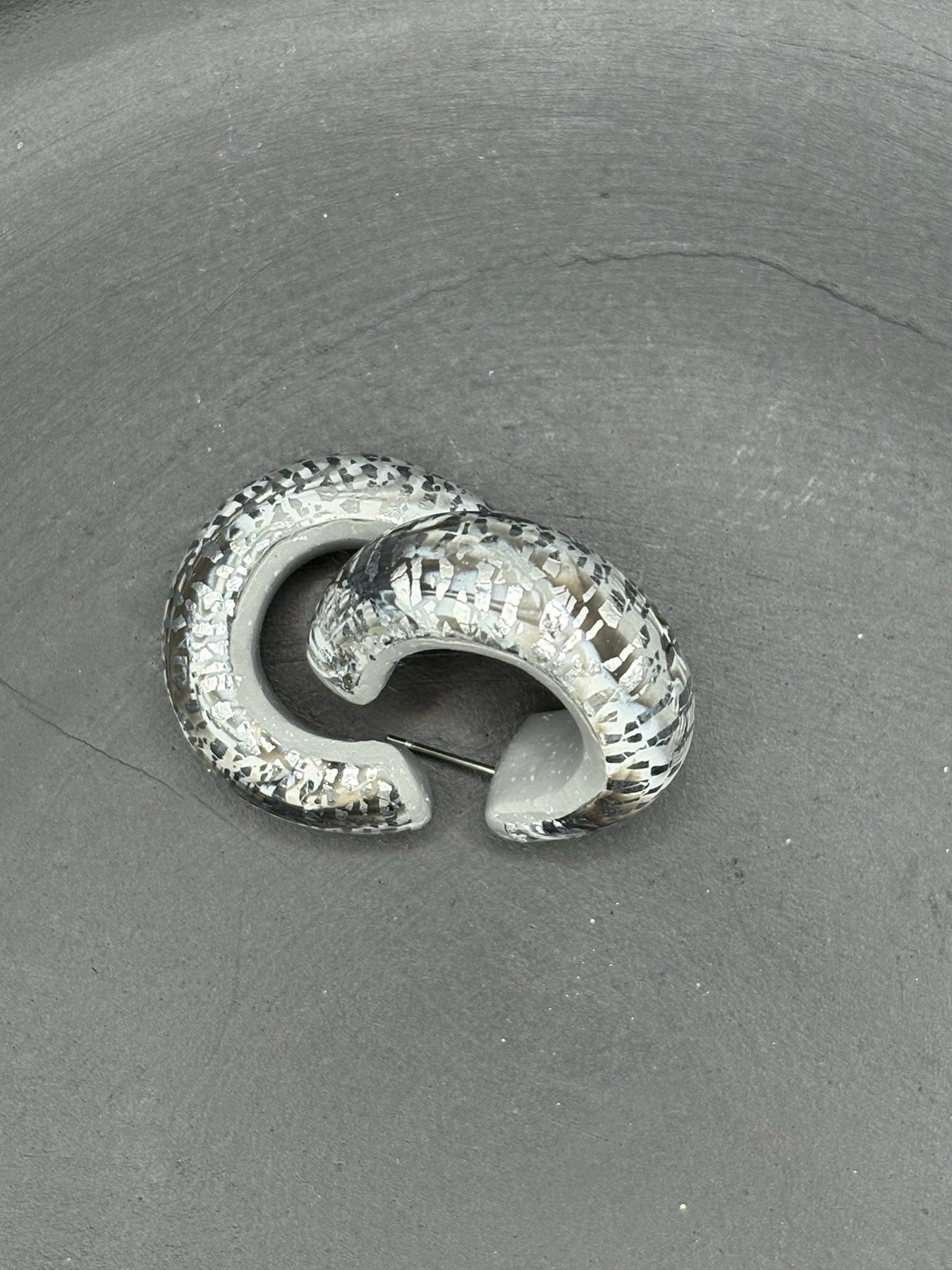 Silver Stucco Hoop Earrings