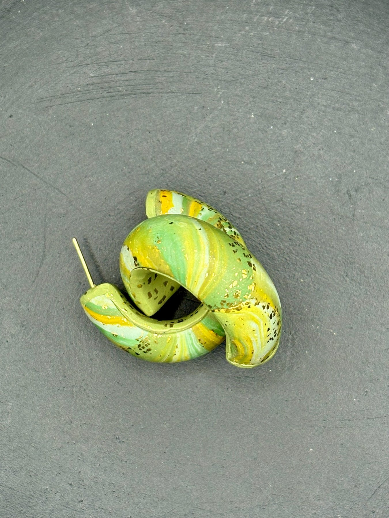 Green and Gold Hoop Earrings