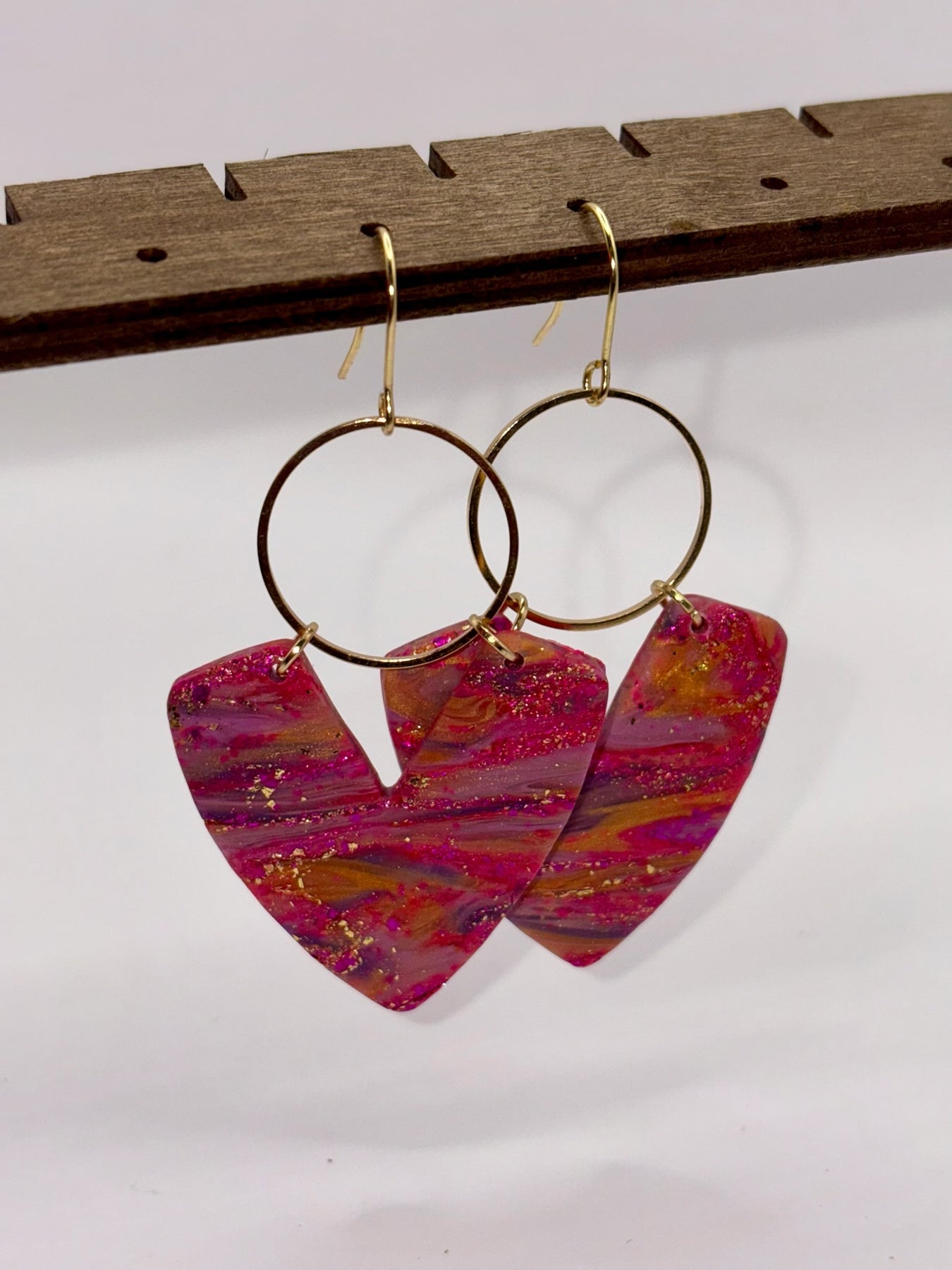 Pink and Ink Dangle earrings