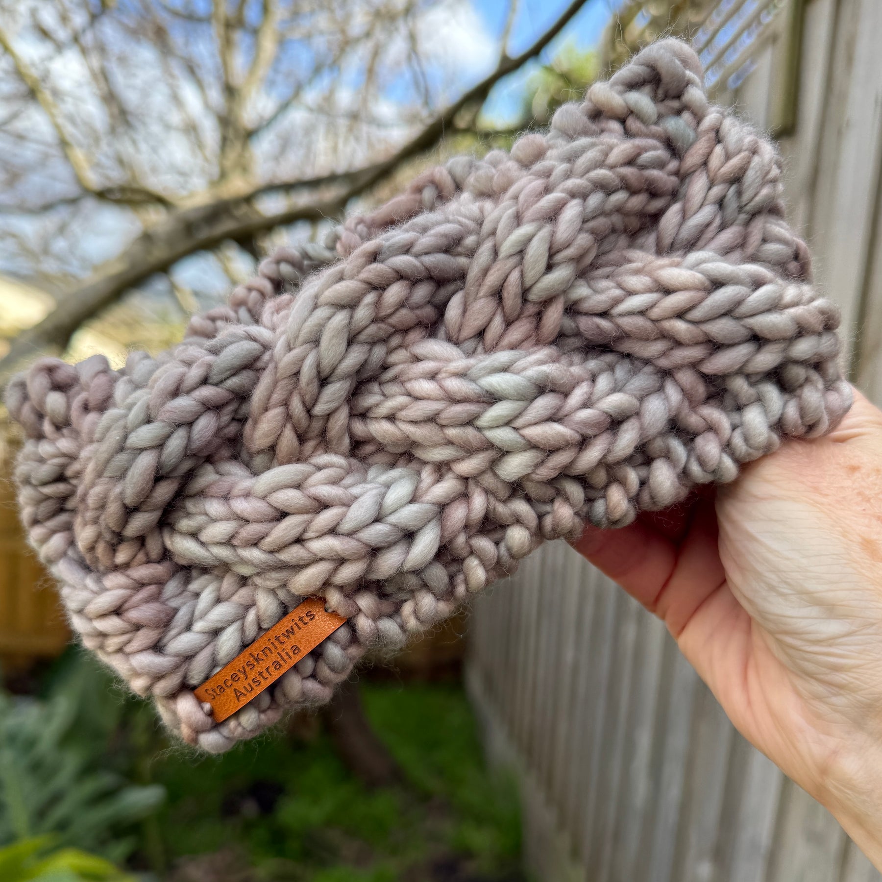 Beige Merino hand knitted earwamers, Ladies knitted Headband