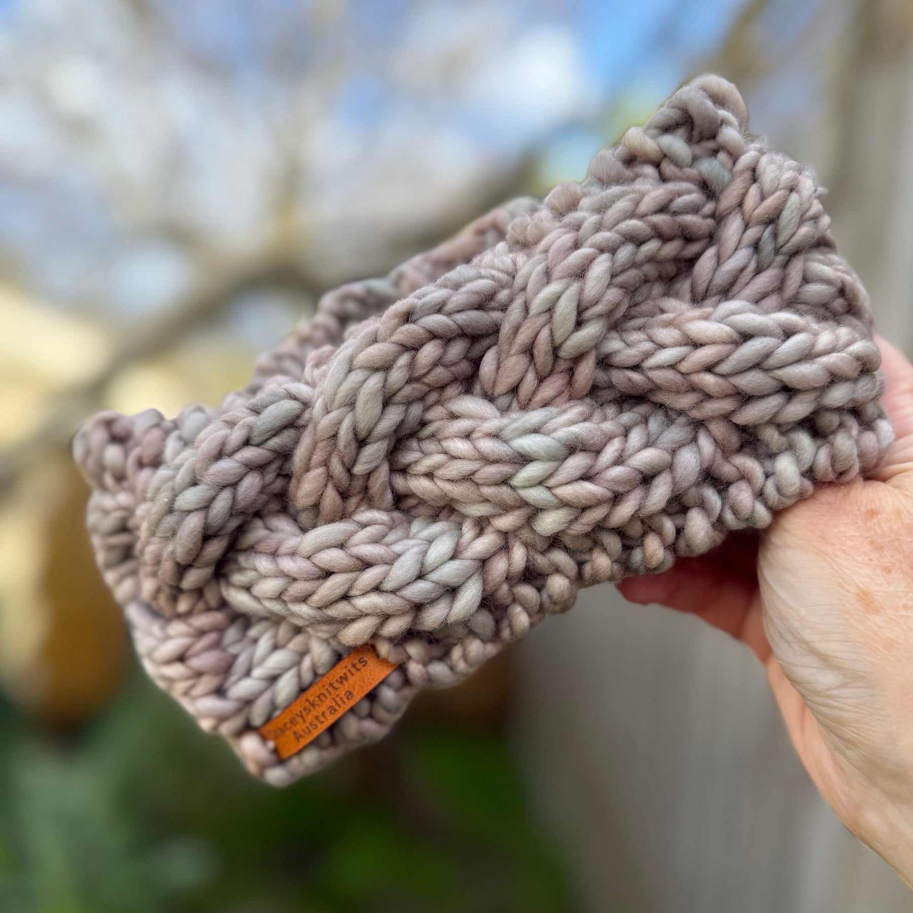 Beige Merino hand knitted earwamers, Ladies knitted Headband