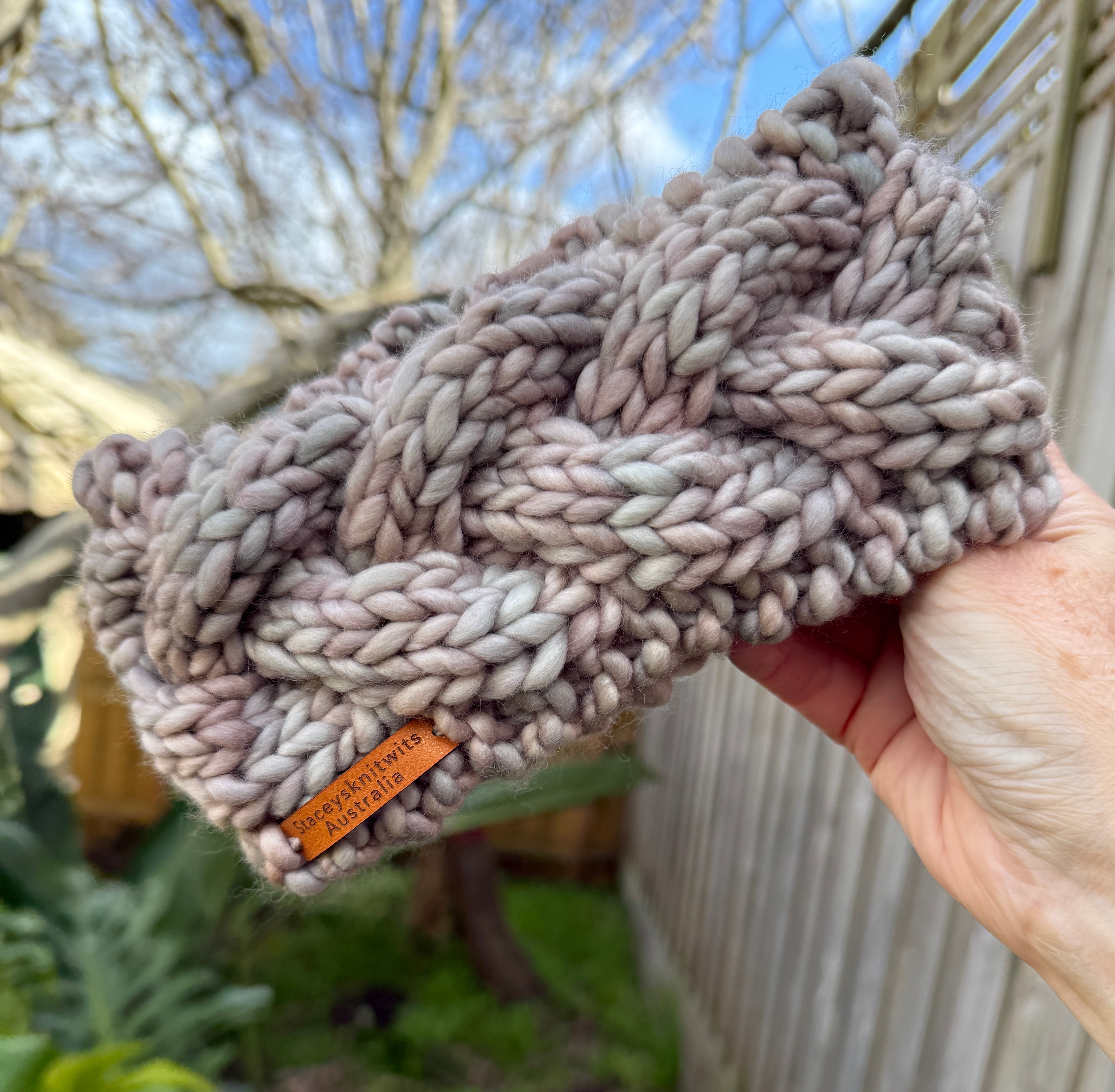 Beige Merino hand knitted earwamers, Ladies knitted Headband