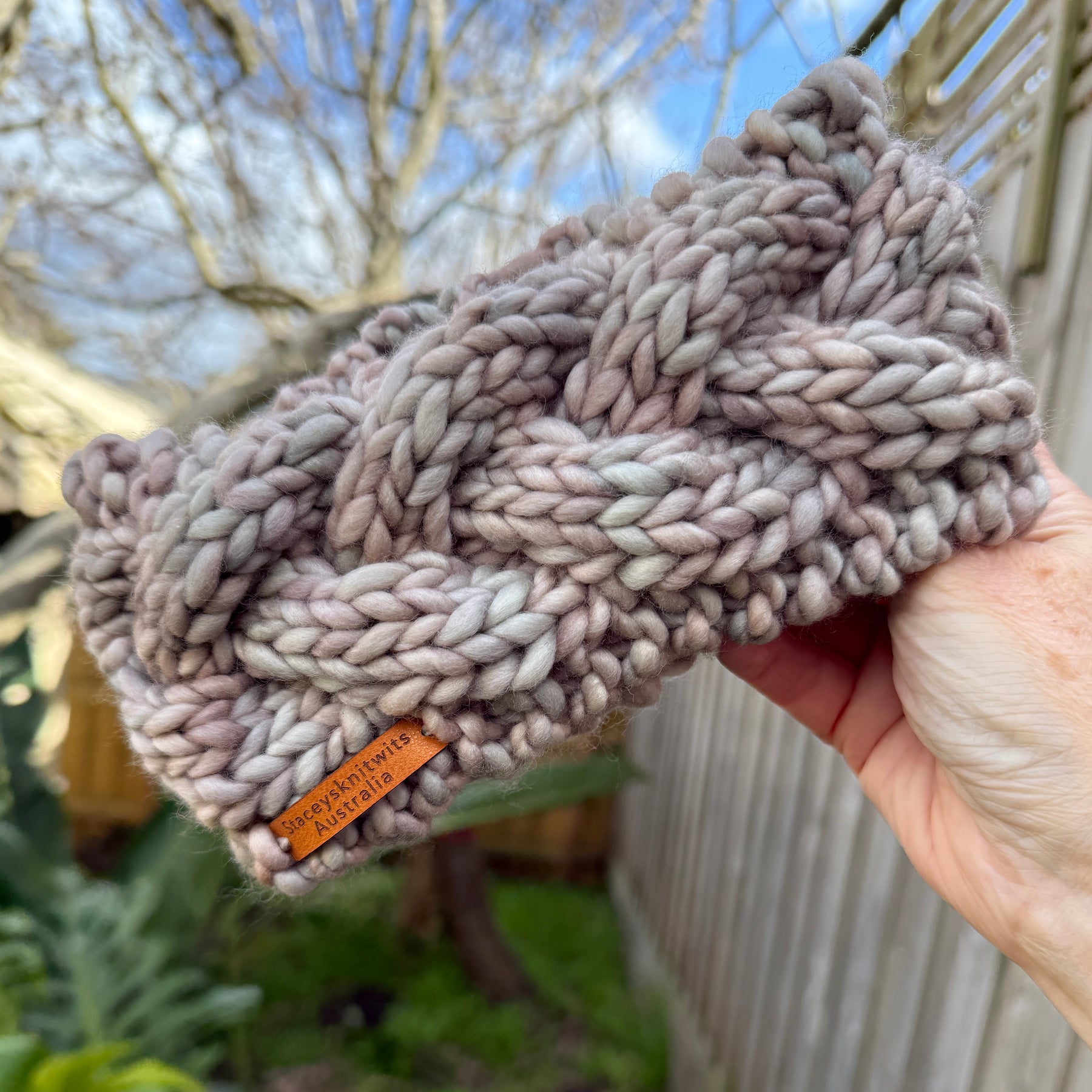 Beige Merino hand knitted earwamers, Ladies knitted Headband