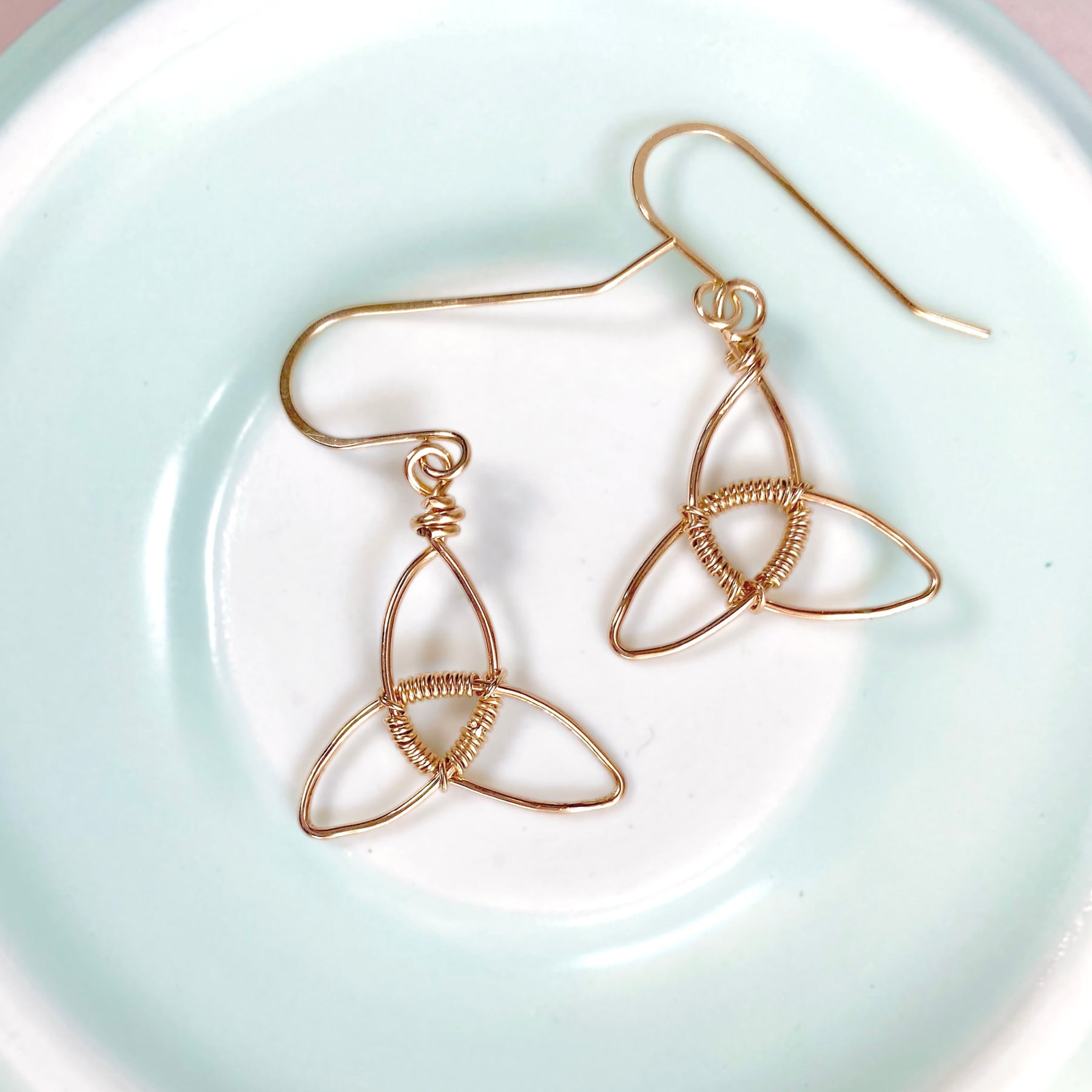 Triquetra dangle earrings  | 14k gold-filled | Celtic-inspired jewellery