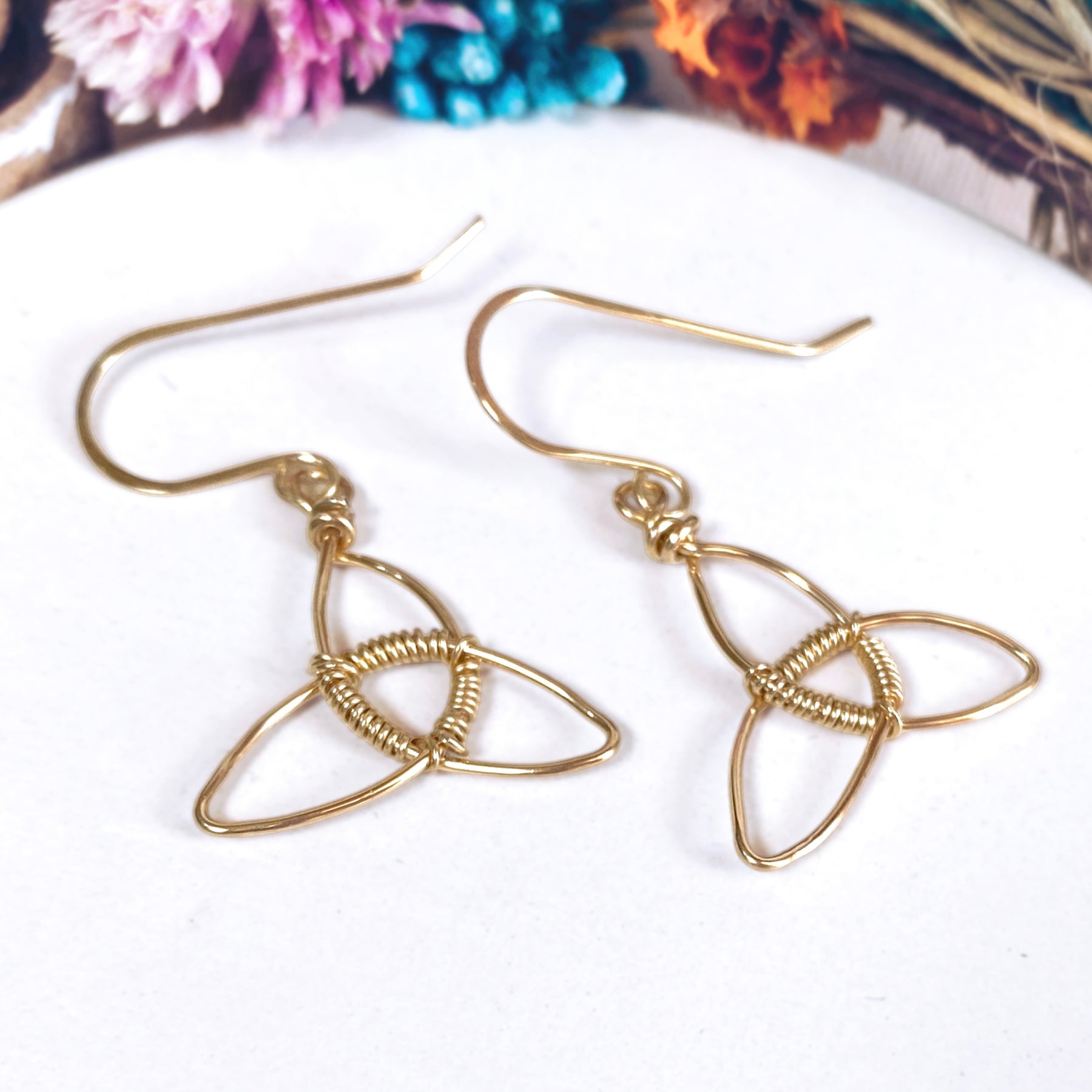 Triquetra dangle earrings  | 14k gold-filled | Celtic-inspired jewellery