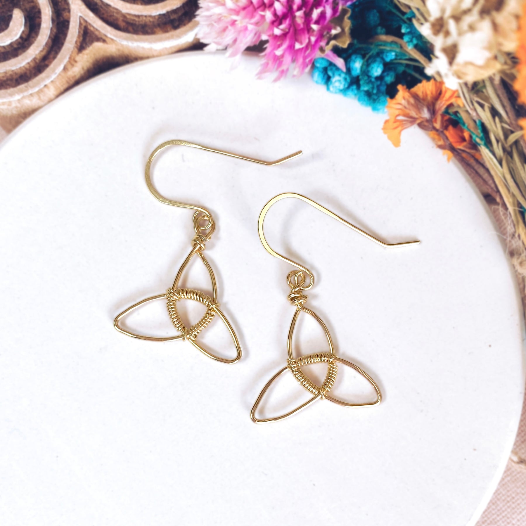 Triquetra dangle earrings  | 14k gold-filled | Celtic-inspired jewellery