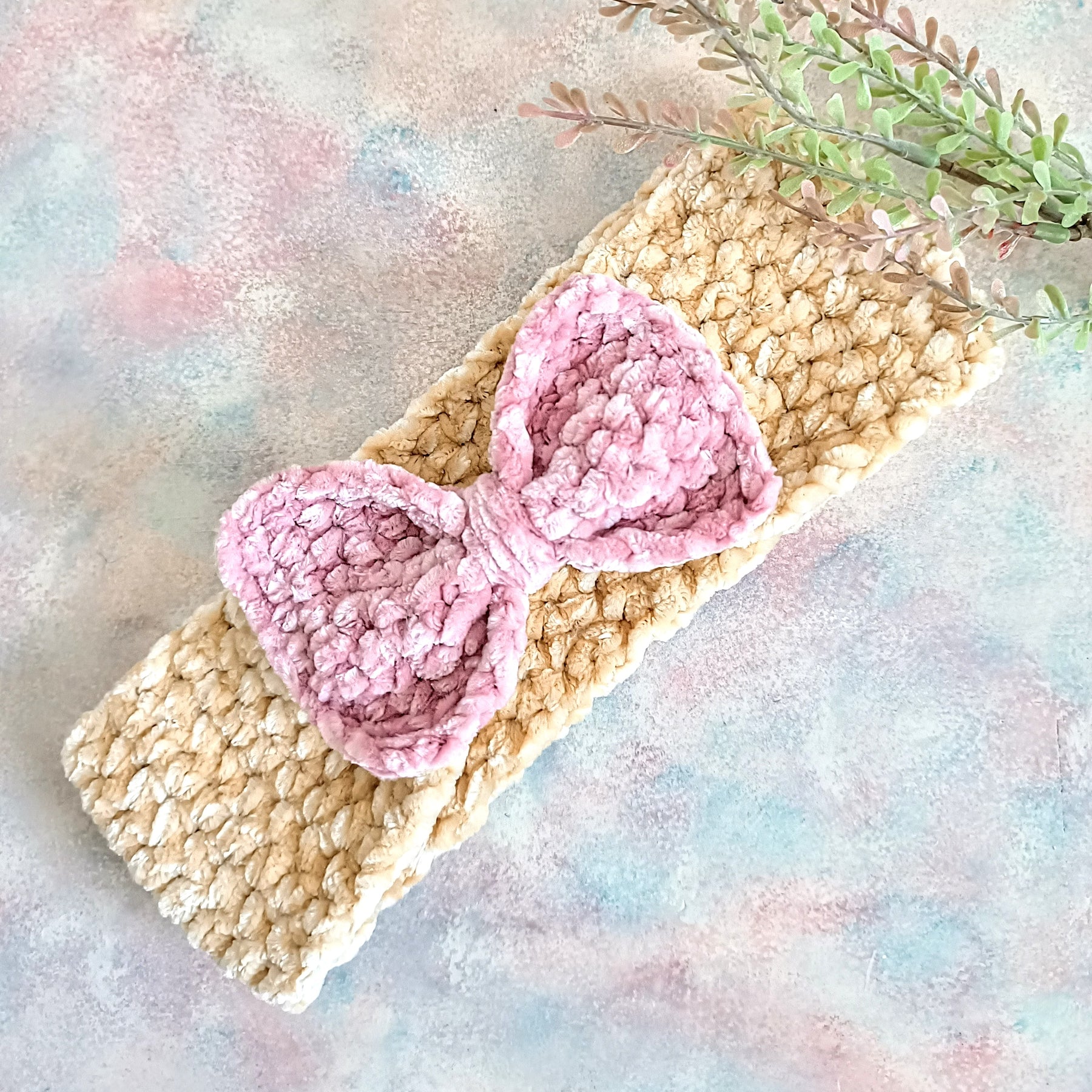 Handmade Crochet Velvet Headband/Ear Warmer