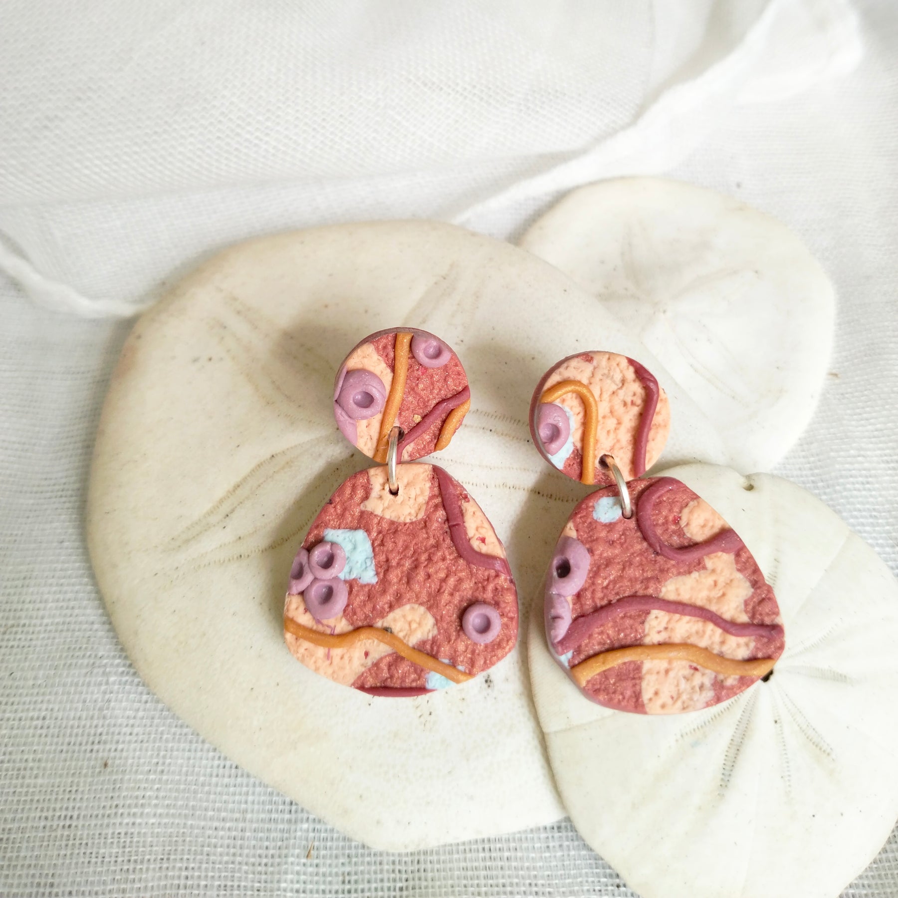 Earrings - Abstract Coral Collection - Polymer clay