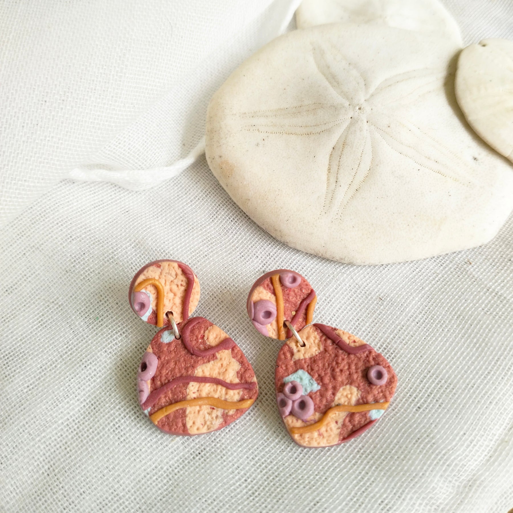 Earrings - Abstract Coral Collection - Polymer clay