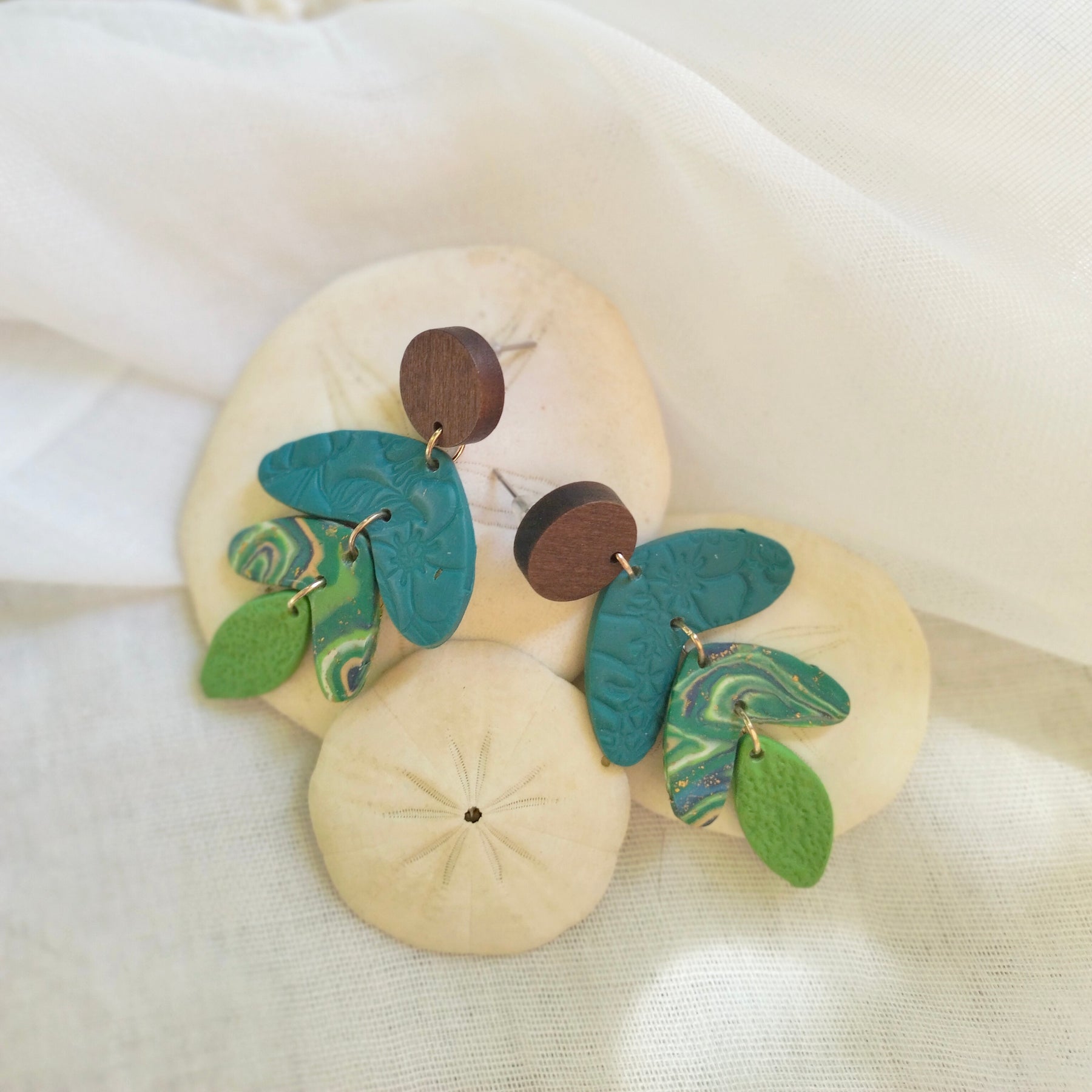 Earrings - "Emerald Tide Trinkets" - Artful Dangles
