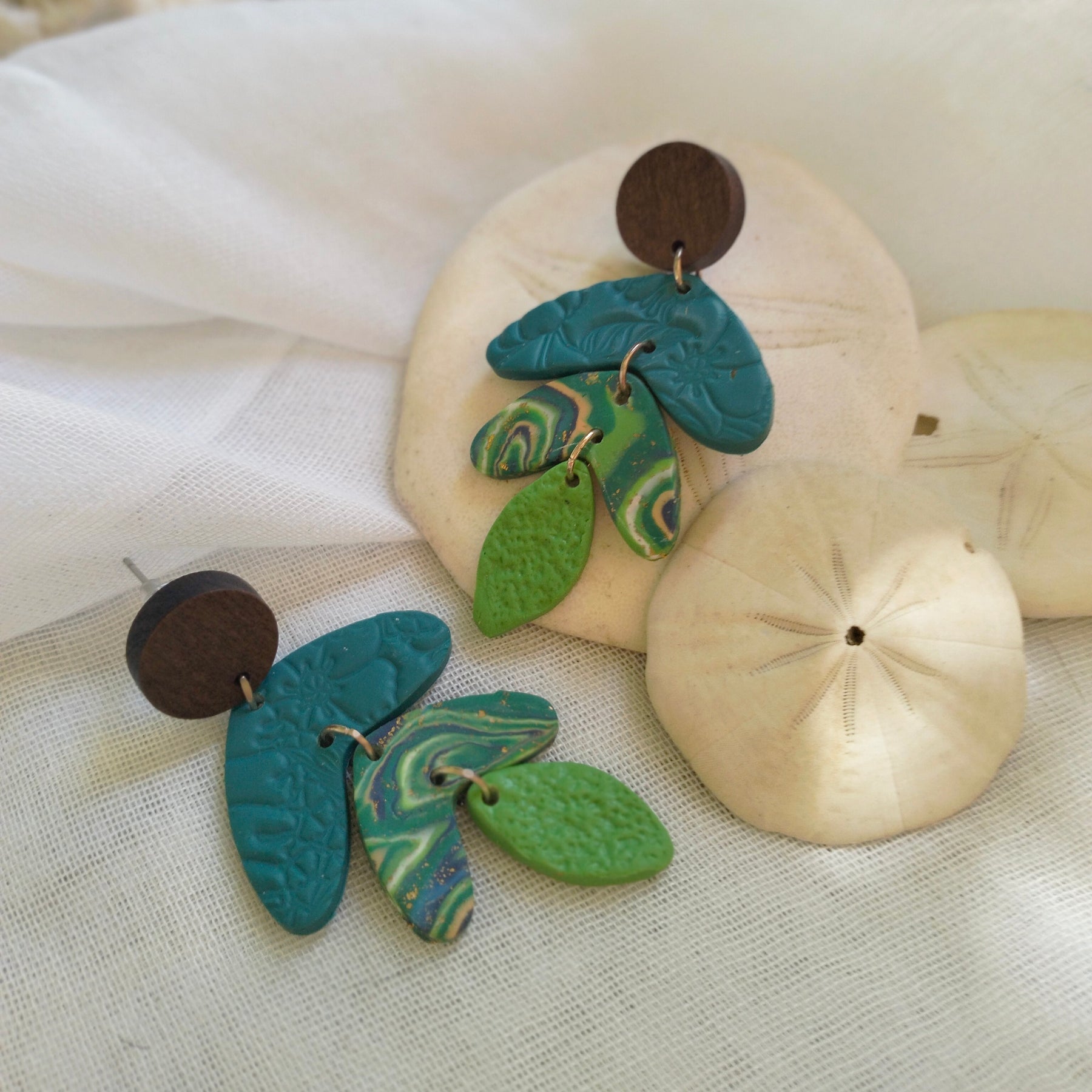 Earrings - "Emerald Tide Trinkets" - Artful Dangles