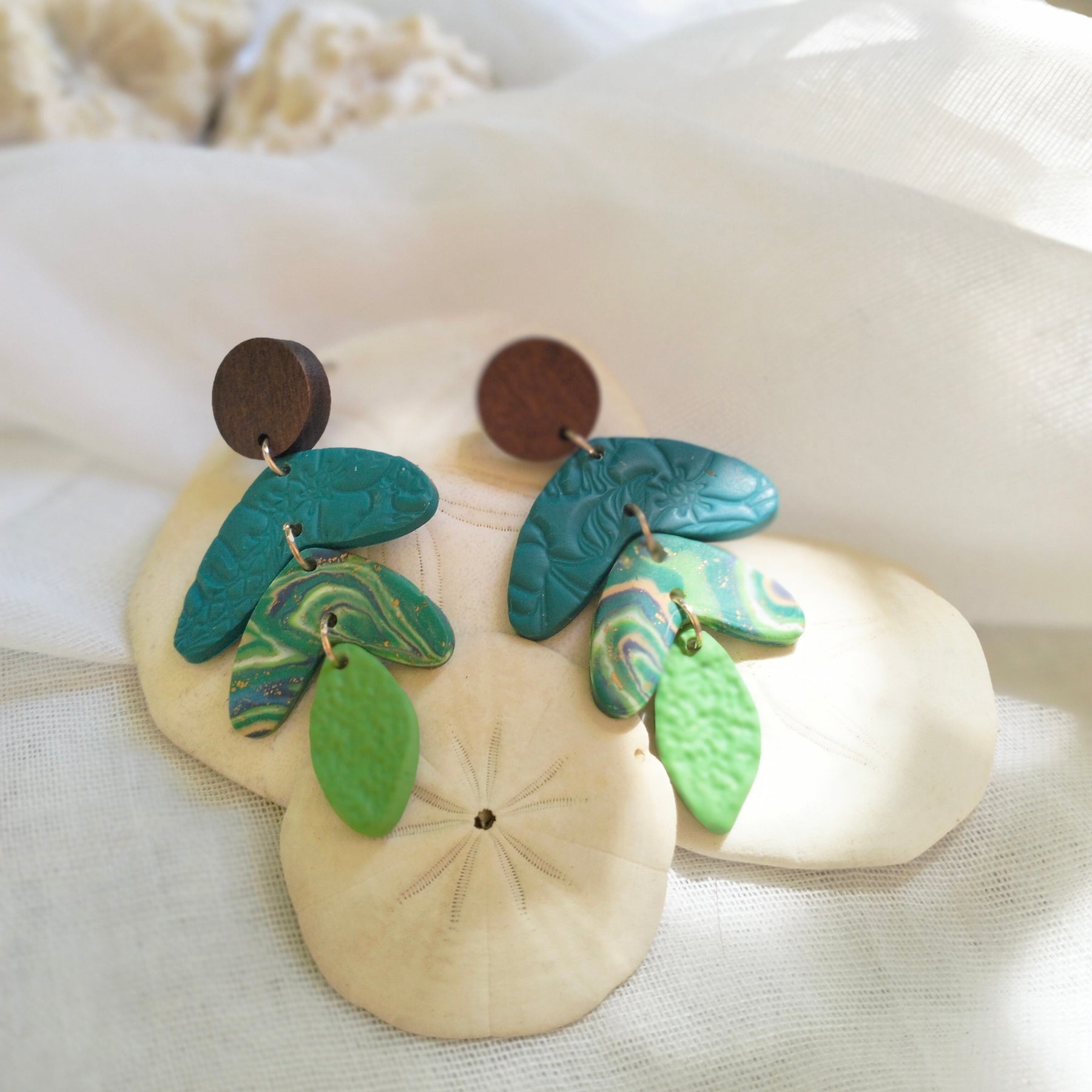 Earrings - "Emerald Tide Trinkets" - Artful Dangles