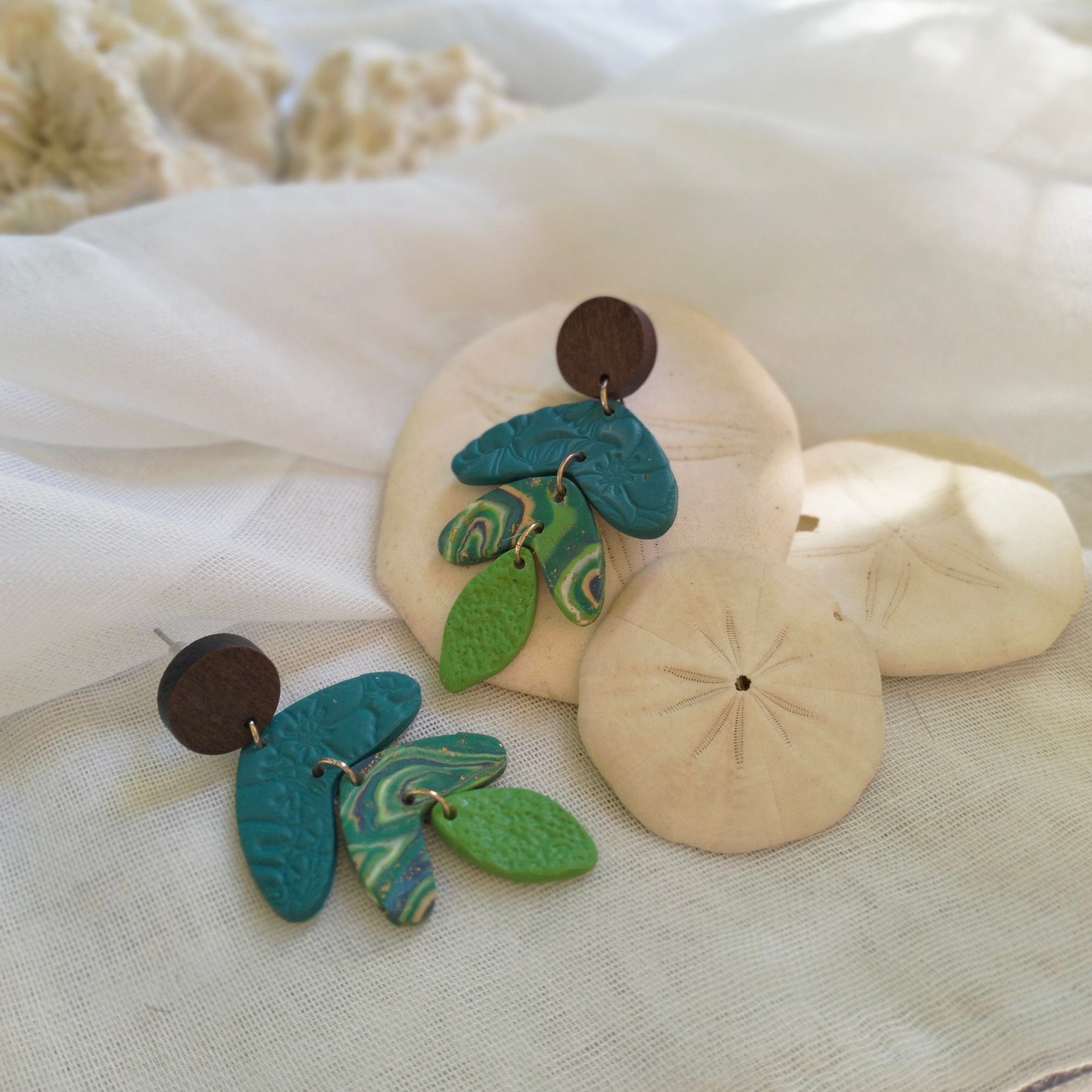 Earrings - "Emerald Tide Trinkets" - Artful Dangles