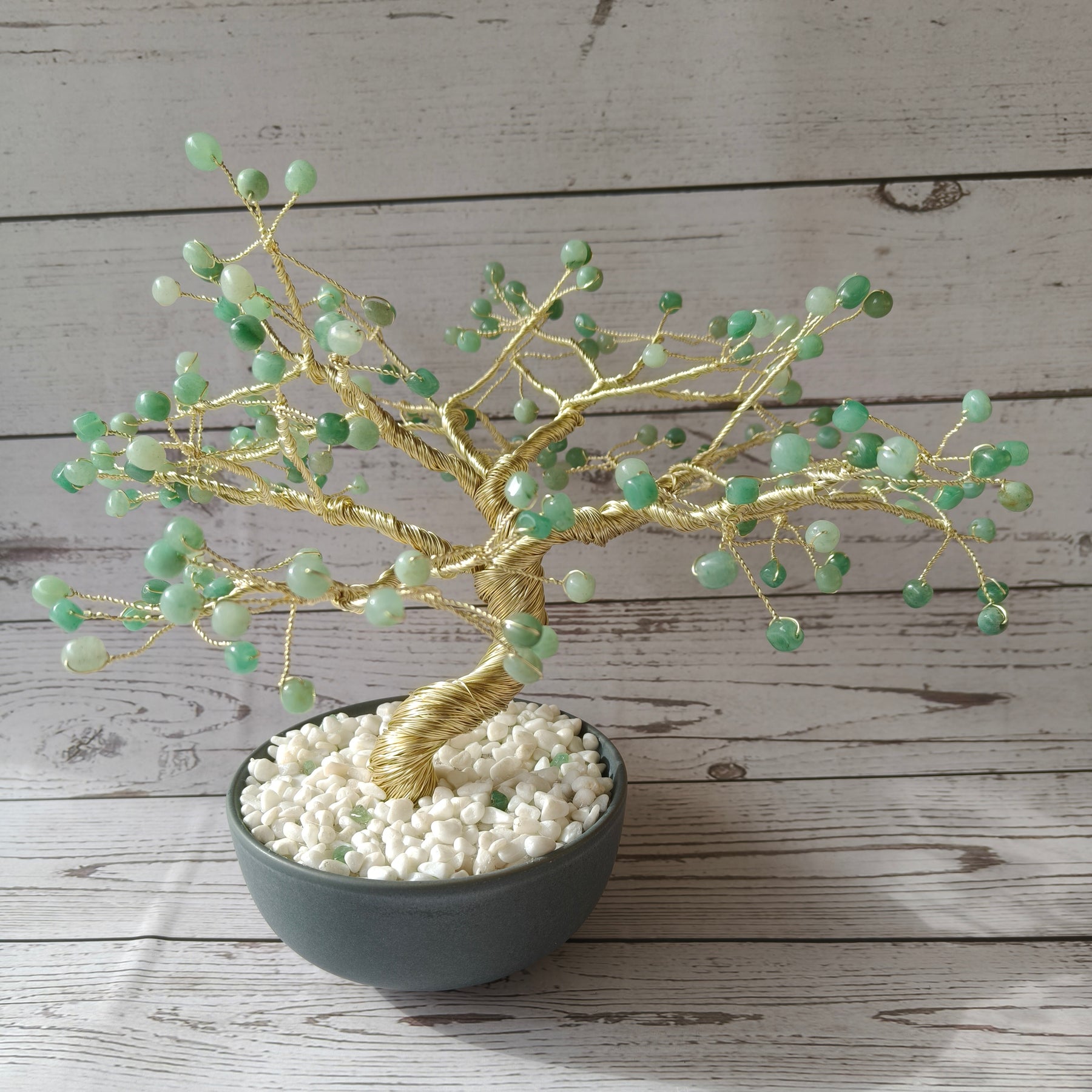 Handmade Green Aventurine Large Gem Tree for Luck, Health and Abundance