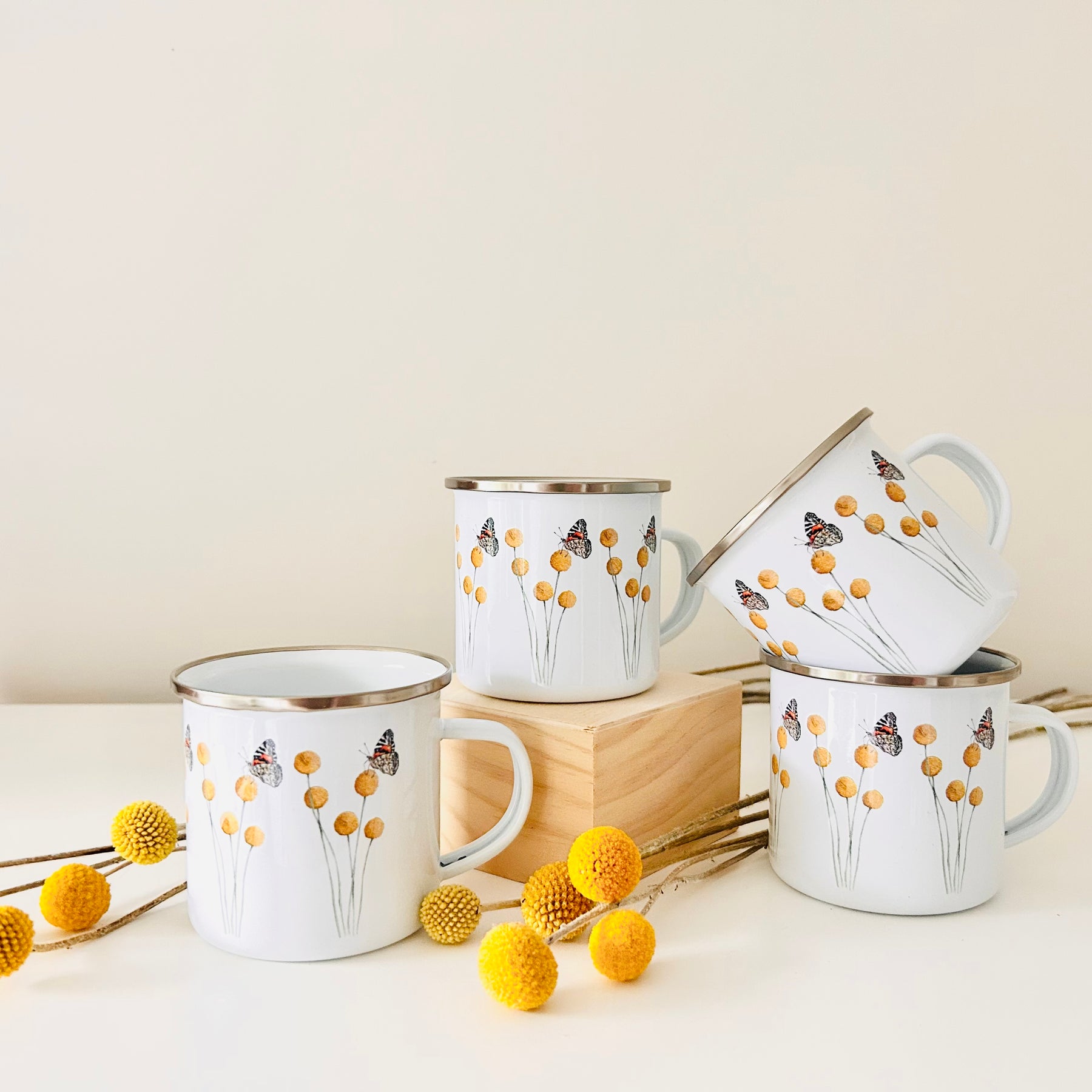 Gardeners Mug - Billy Buttons & Butterfly