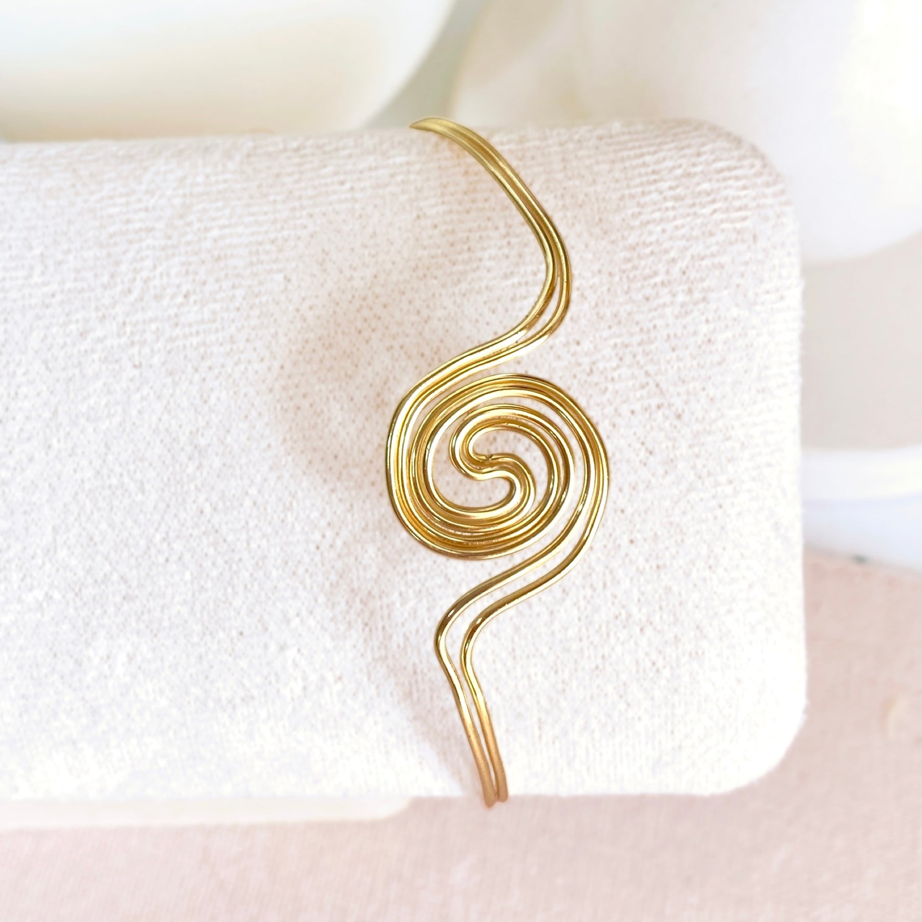 Spiralling double band cuff bracelet | Copper or Silver or Gold | Celtic-inspired jewellery